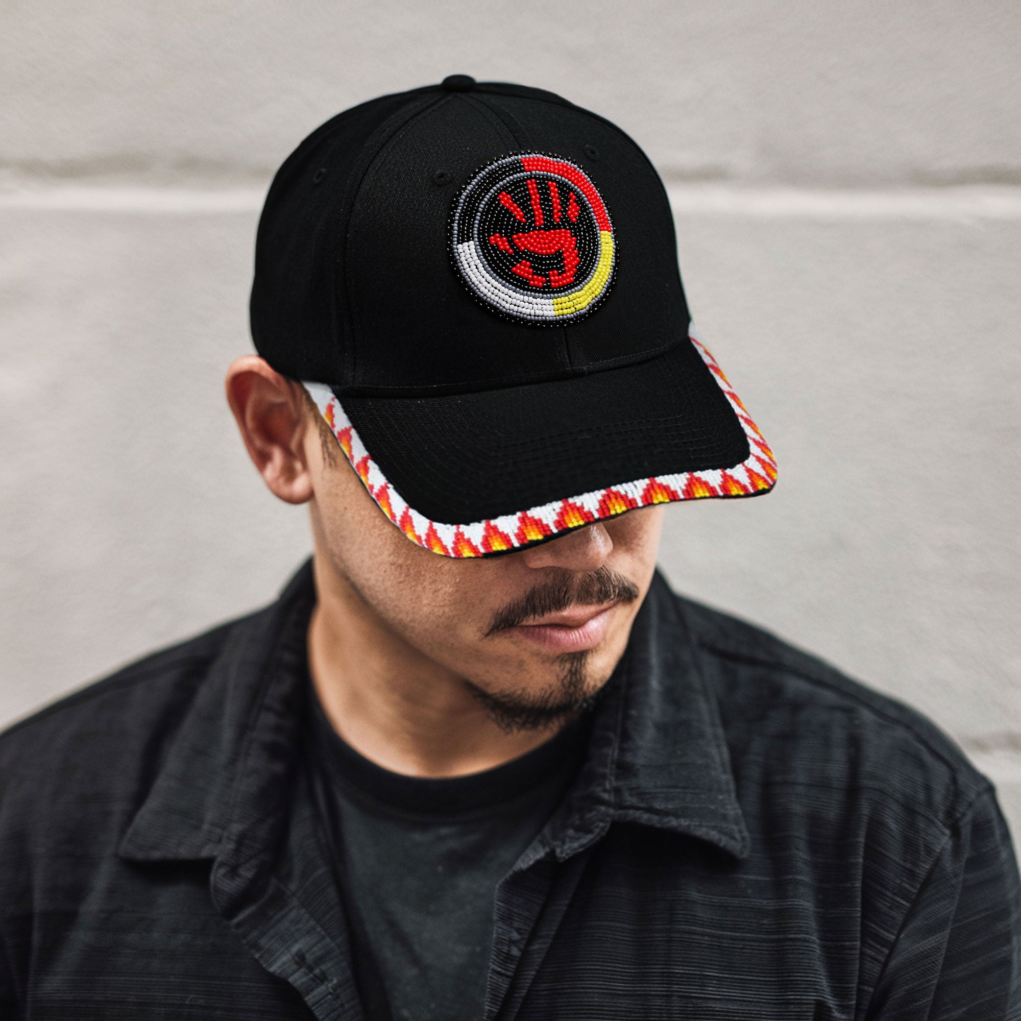 SALE 50% OFF - MMIW Feathers Cotton Unisex Baseball Cap With Beaded Patch Brim Native American Style