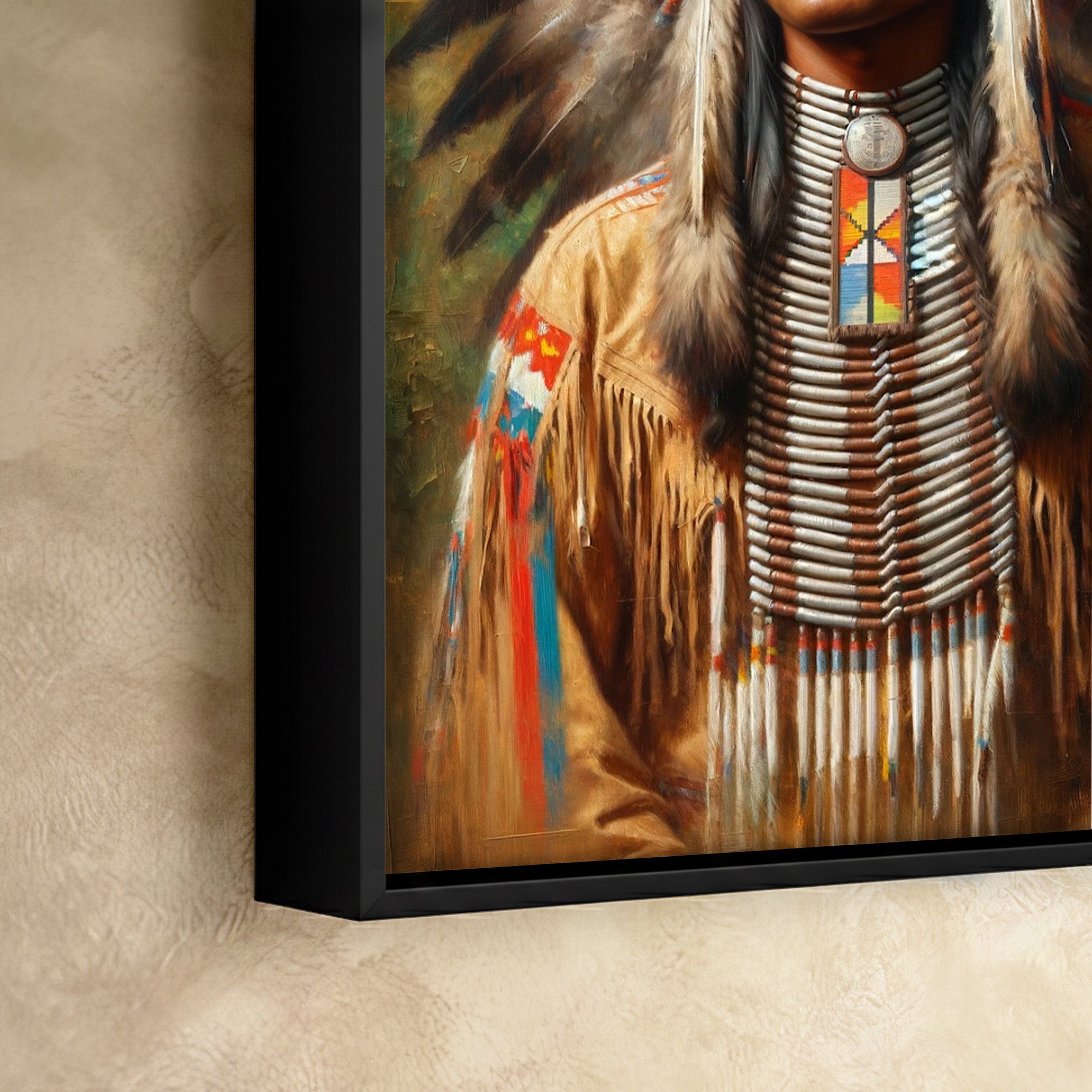 Custom Native American Chief Portrait Photo Canvas Art Gift Home Decor