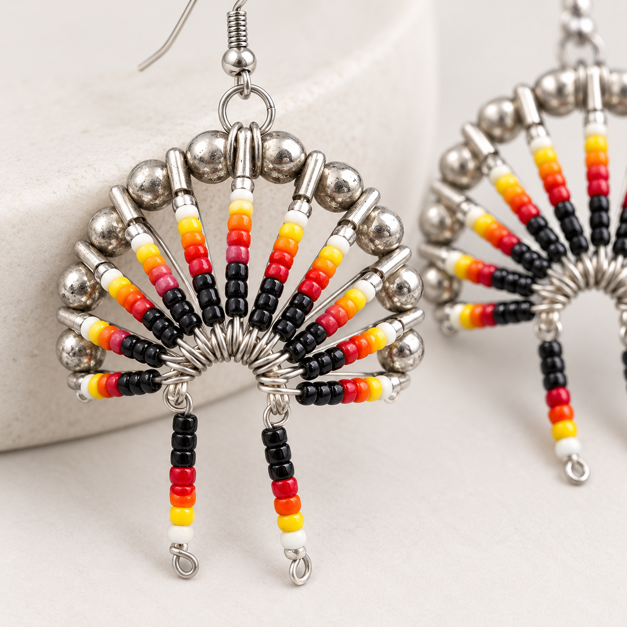 Native Chief Inspired Beaded Earrings - Handmade Tribal Jewelry