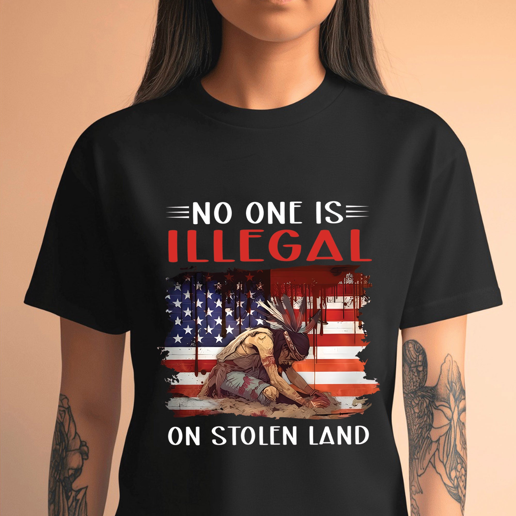 No One Is Illegal On Stolen Land - Unisex T-Shirt/T-Shirt V-Neck/Hoodie/Sweatshirt N41
