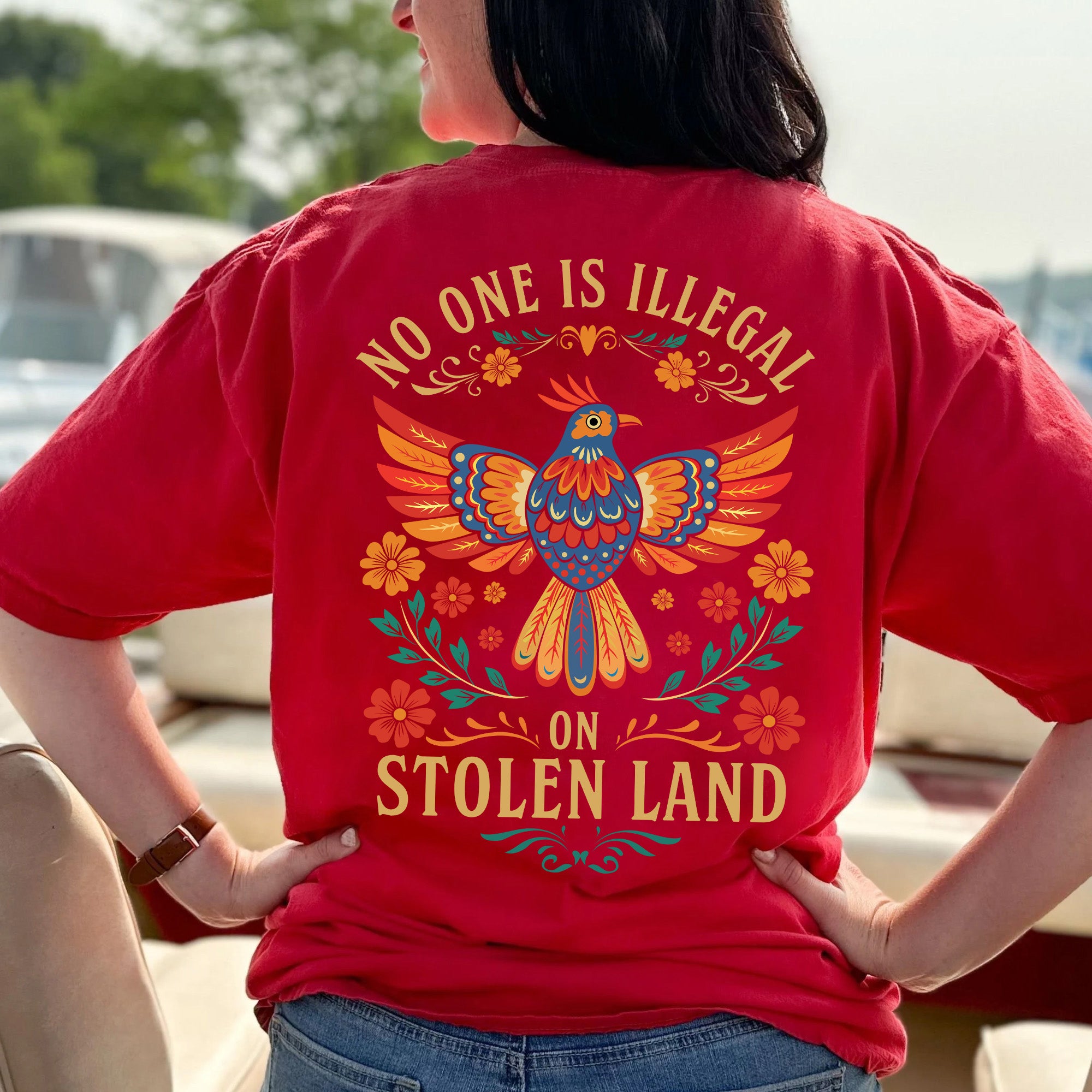 [Two Sides] No One Is Illegal on Stolen Land Unisex T-Shirt/T-Shirt V-Neck/Hoodie/Sweatshirt N198