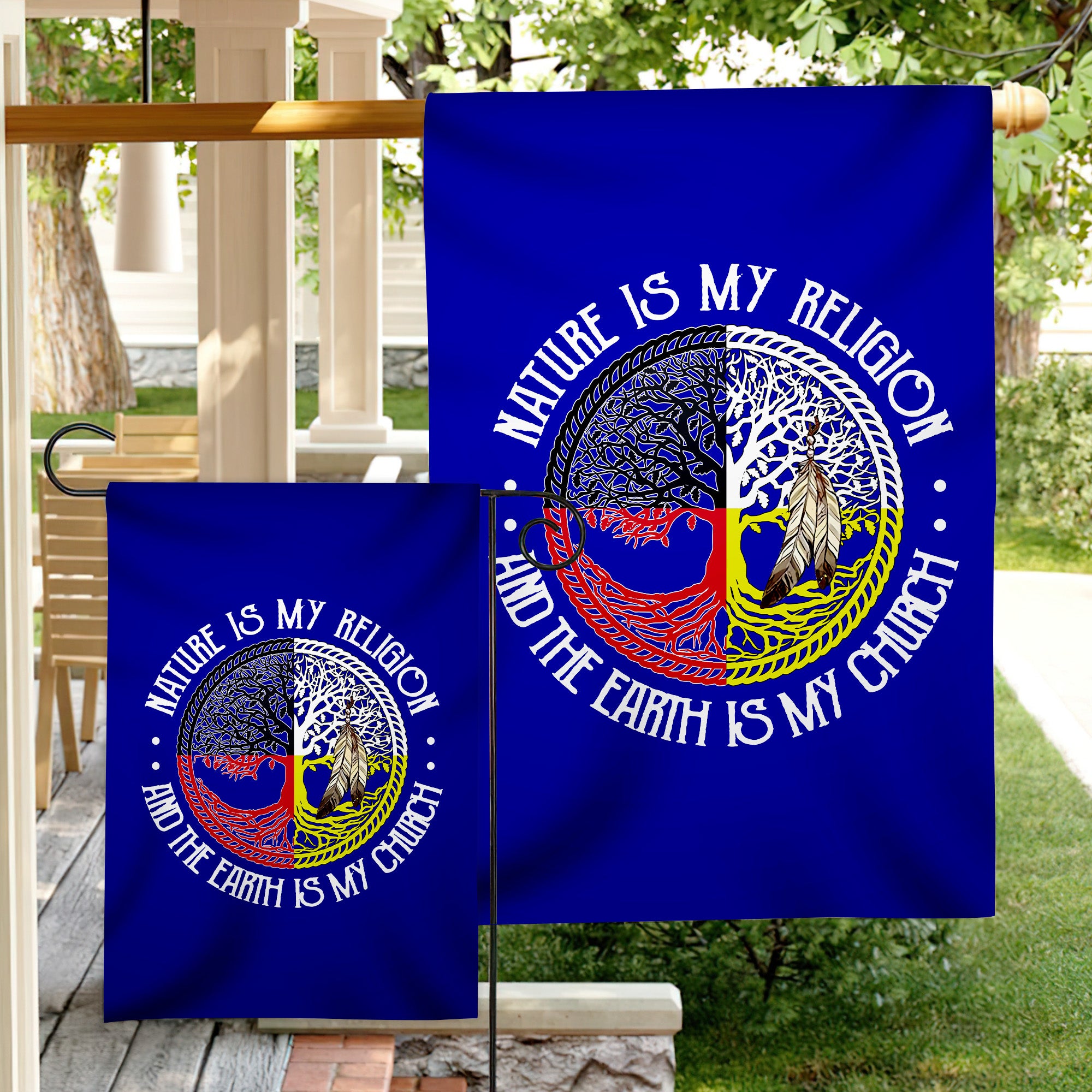Nature Is My Religion - Native American Flag Garden House Yard for Decor Outdoor
