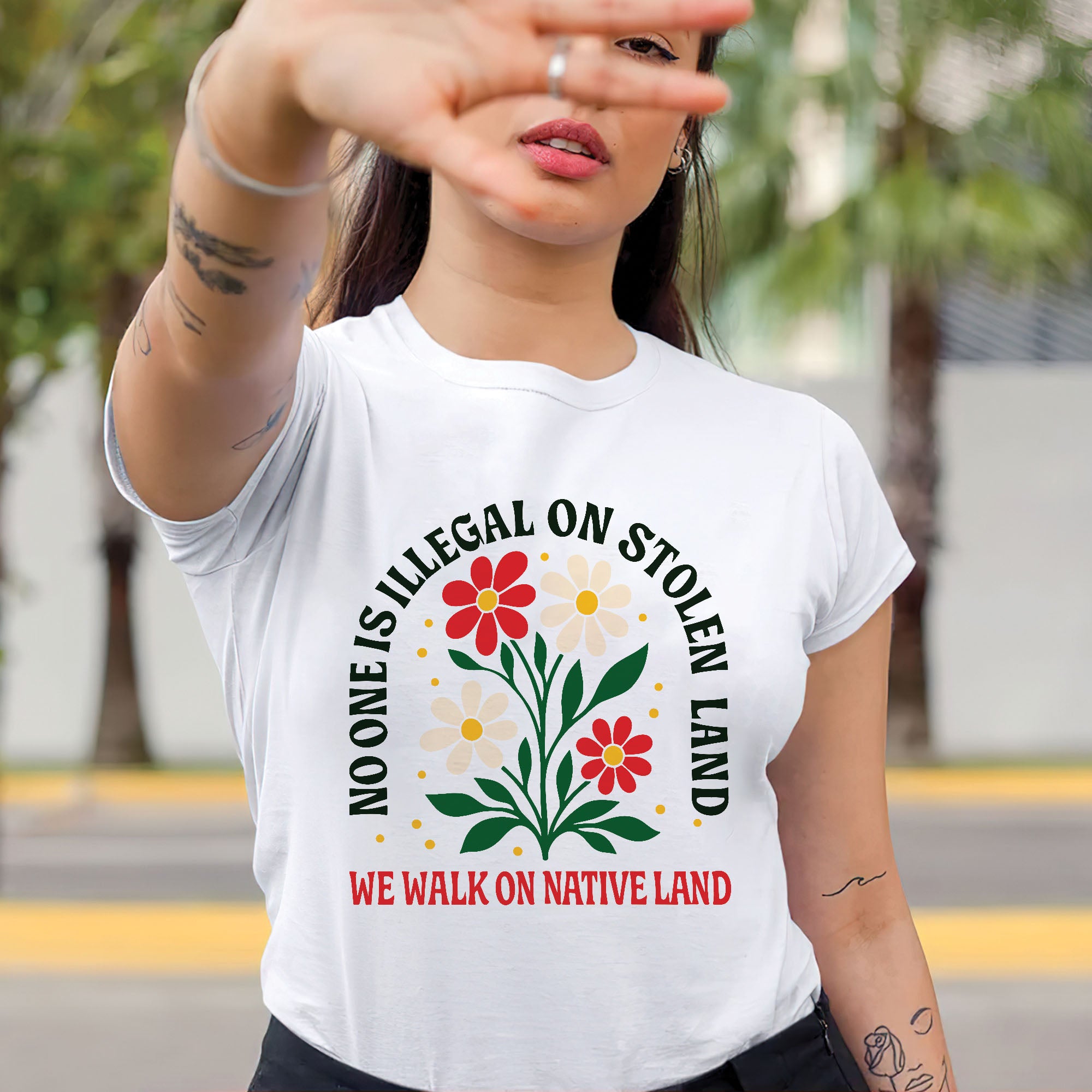 No One Is Illegal on Stolen Land We Walk on Native Land Unisex T-shirt/V-neck T-shirt/Hoodie/Sweatshirt N324