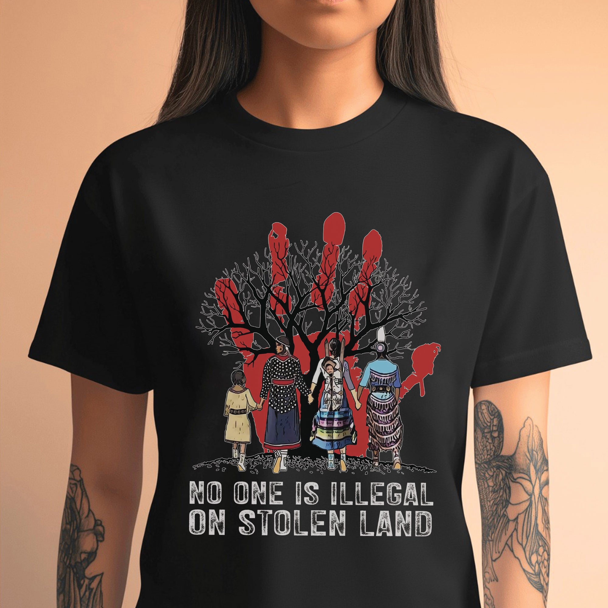 No One Is Illegal On Stolen Land - Unisex T-Shirt/T-Shirt V-Neck/Hoodie/Sweatshirt N59