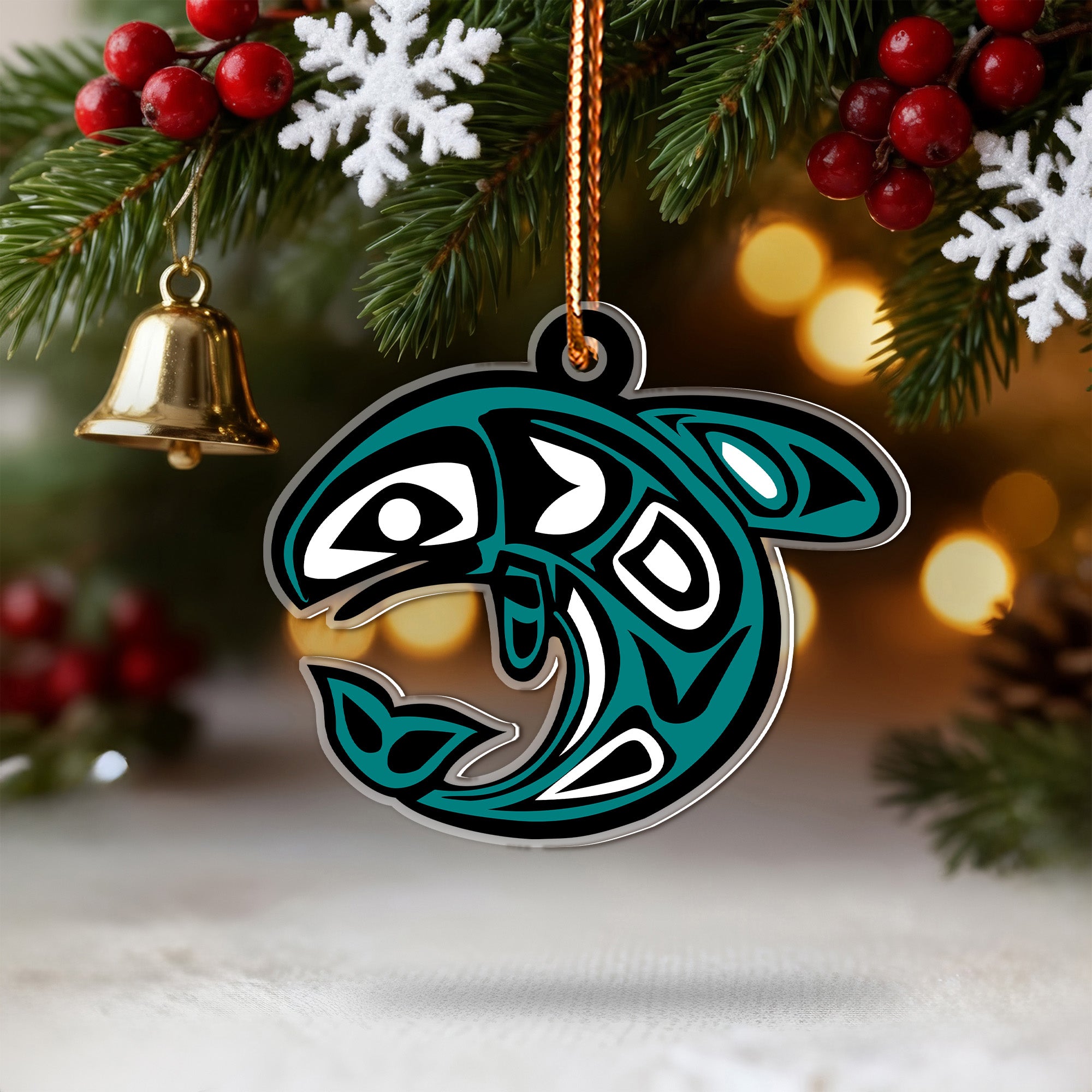 Tribal Orca Spirit Ornament Native American Unique Christmas Gift Decor Flat Acrylic