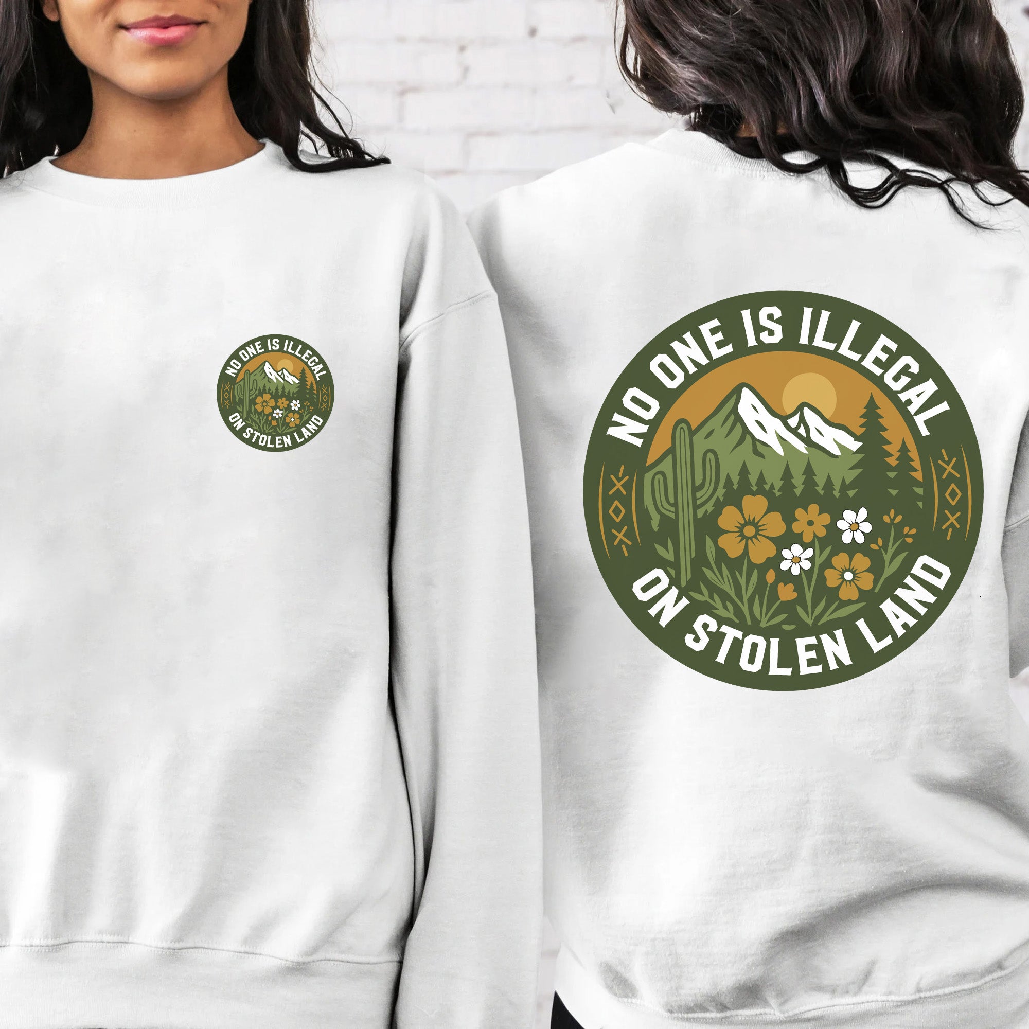 No One Is Illegal On Stolen Land - Unisex T-Shirt/T-Shirt V-Neck/Hoodie/Sweatshirt - Two Sides N62