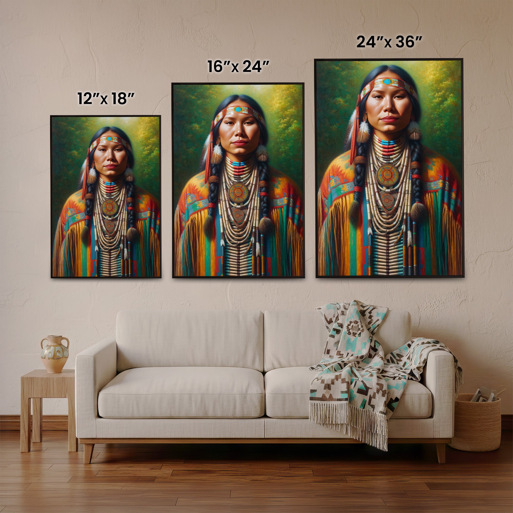 Custom Native American Women Portrait Photo Canvas Art Gift Home Decor