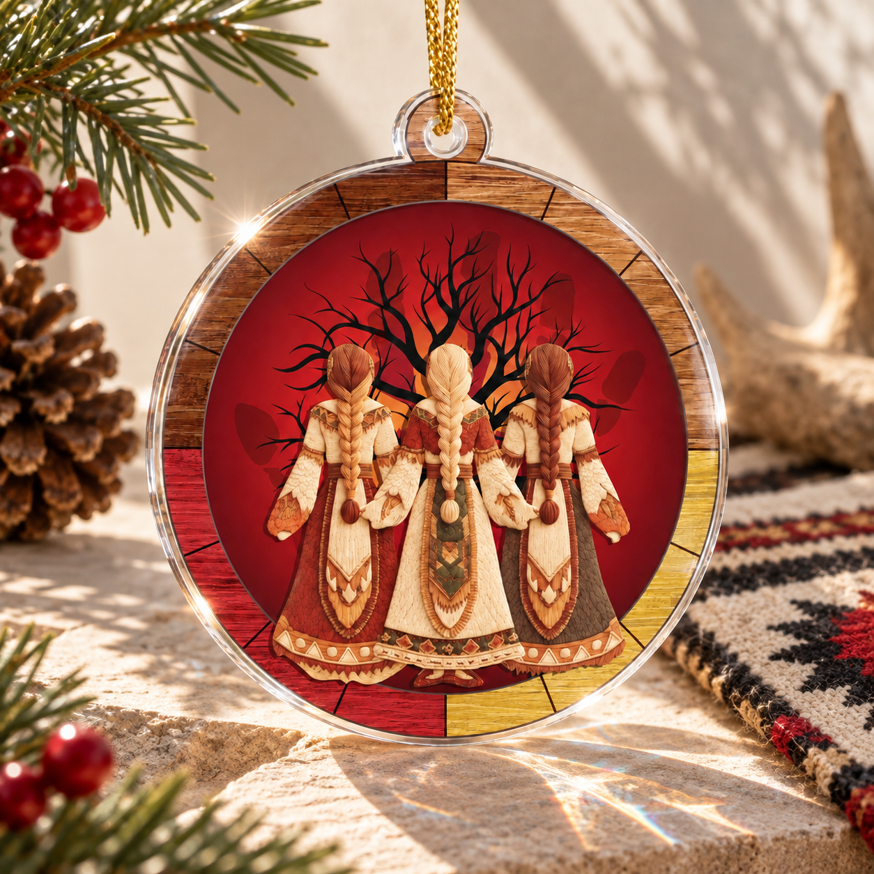 Three Sisters Ornament Native American Sacred Sisterhood Unique Gift Decor Flat Acrylic
