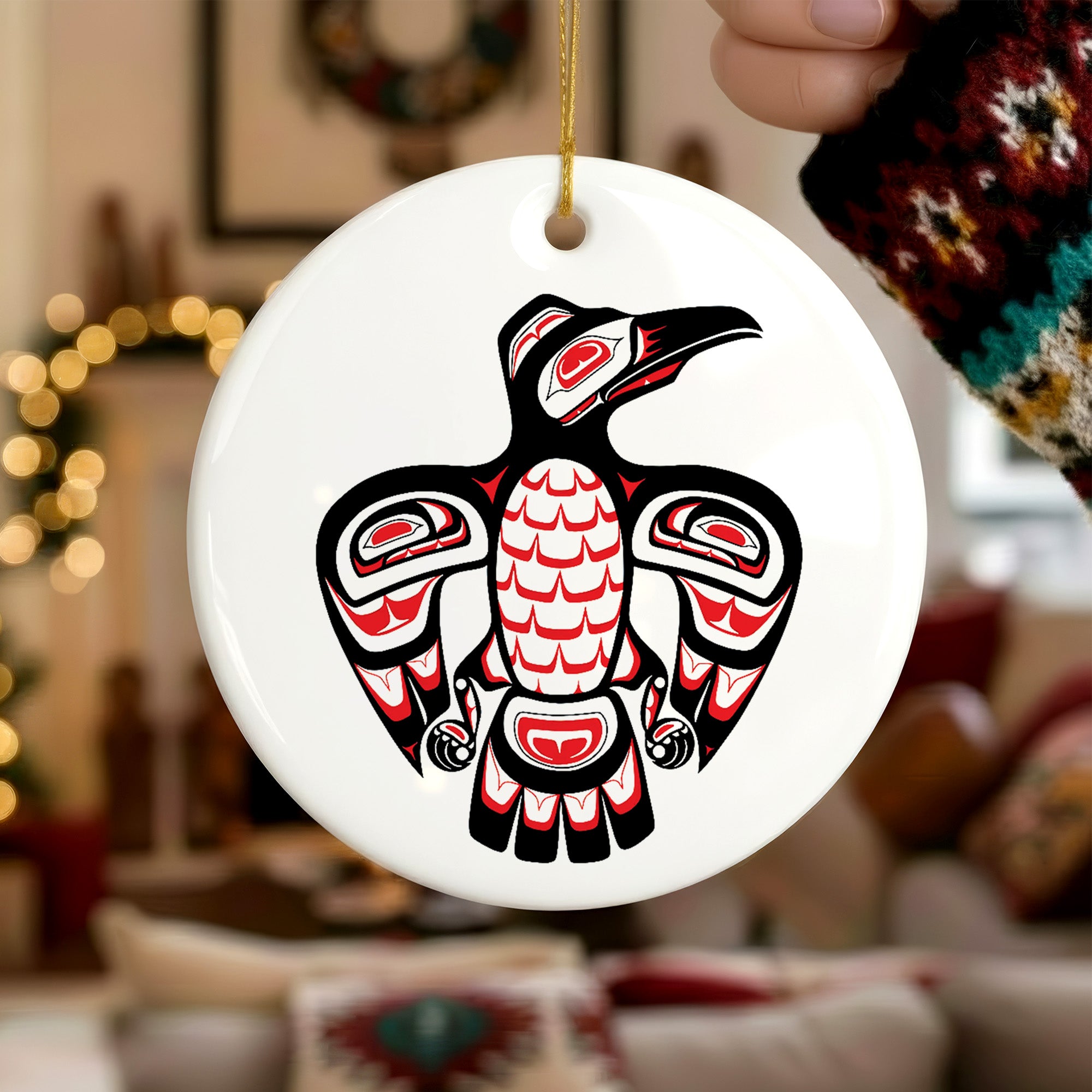 Native Eagle Spirit Ceramic Ornament – Handcrafted Indigenous Art Decoration