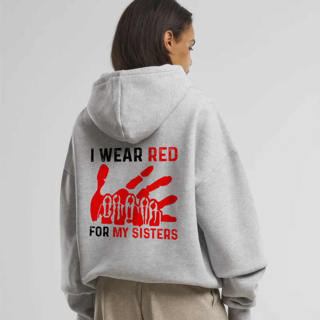 [Two Sides] I Wear Red for My Sisters MMIW Awareness Unisex Tank Top/Long Sleeve/Hoodie Zip