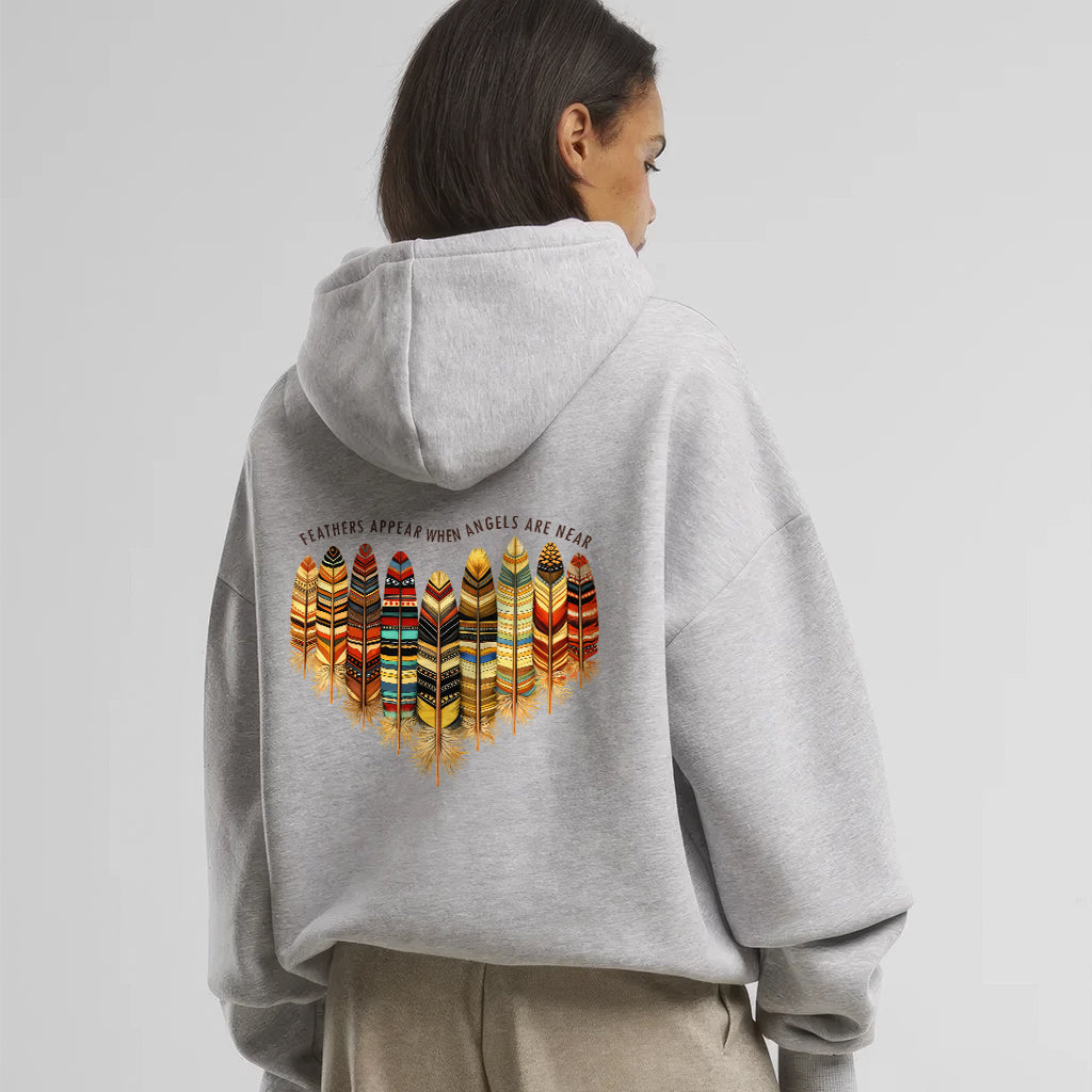 [Two Sides] Feathers Appear When Angels Are Near – Indigenous Women Native American Unisex Tank Top/Long Sleeve/Hoodie Zip