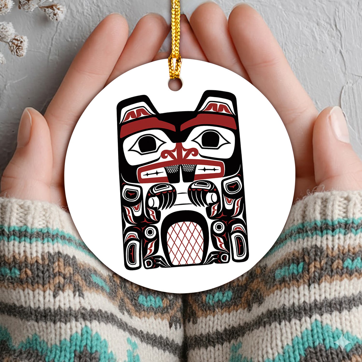 Tribal Totem Style Spirit Animal Ceramic Ornaments – Indigenous Symbolic Art