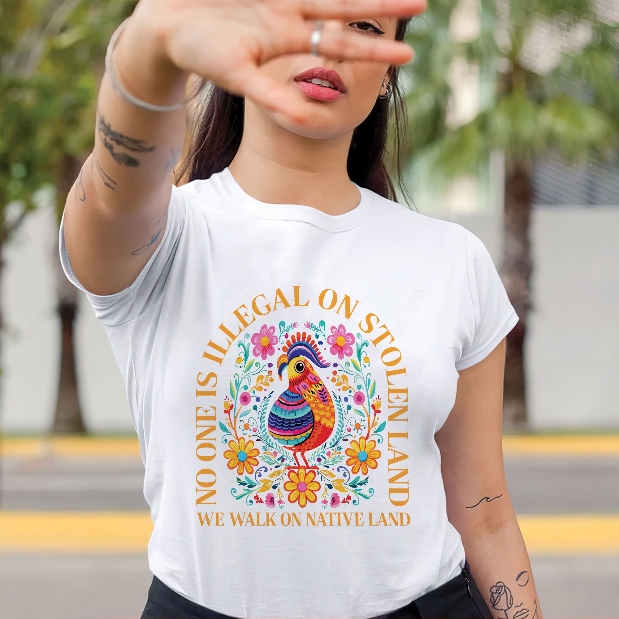 No One Is Illegal on Stolen Land We Walk on Native Land Unisex T-shirt/V-neck T-shirt/Hoodie/Sweatshirt N325