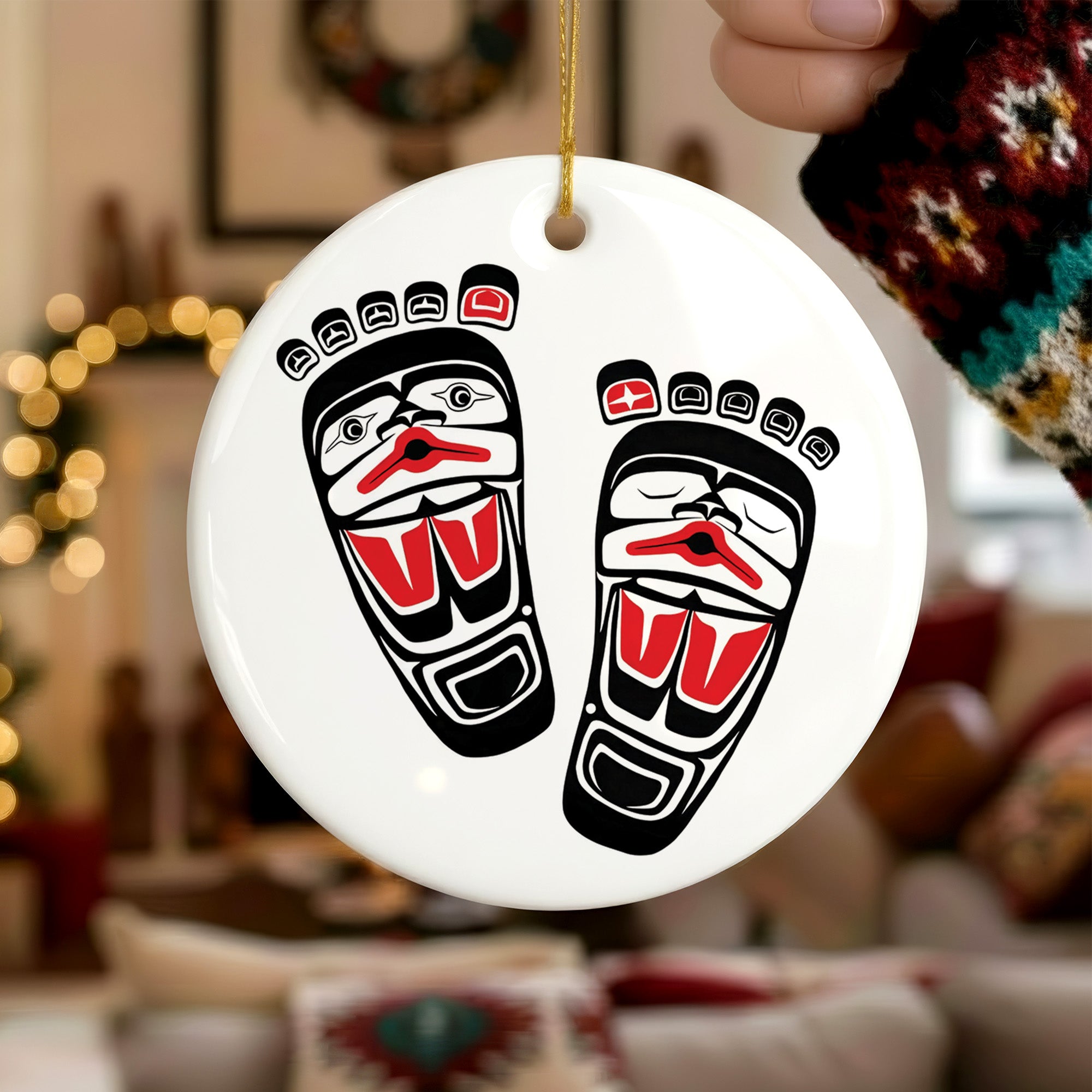 Native Big Foot Spirit Ceramic Ornament – Handcrafted Indigenous Art Decoration