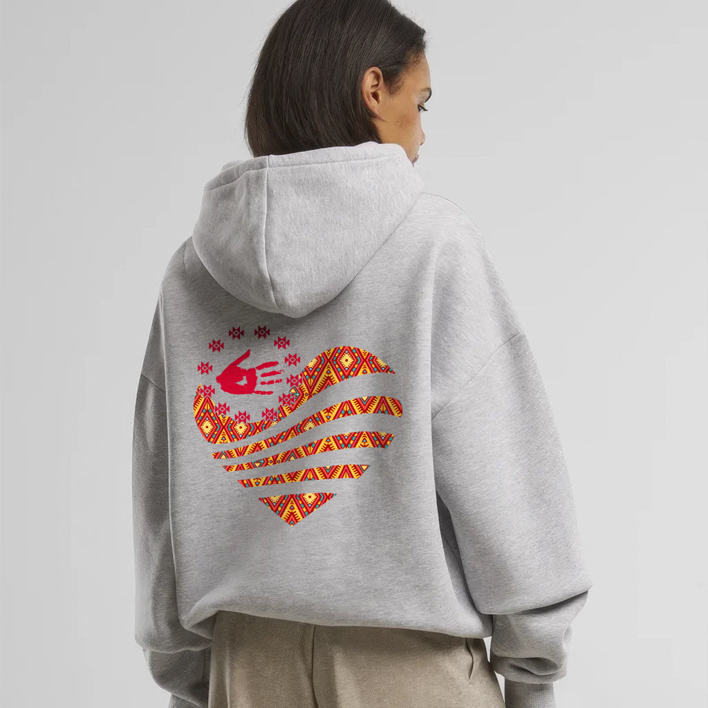 [Two Sides] Red Hand Heart of Culture Native American Unisex Tank Top/Long Sleeve/Hoodie Zip
