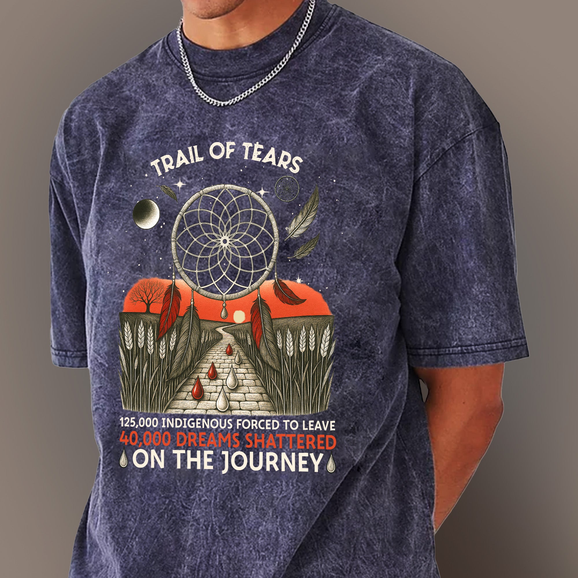 Trail of Tears Blood Tears Roade Unisex Mineral Washed T-Shirt
