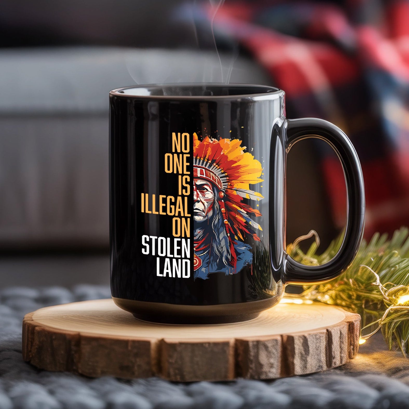 No One Is Illegal On Stolen Land Native American Heritage Coffee Mug
