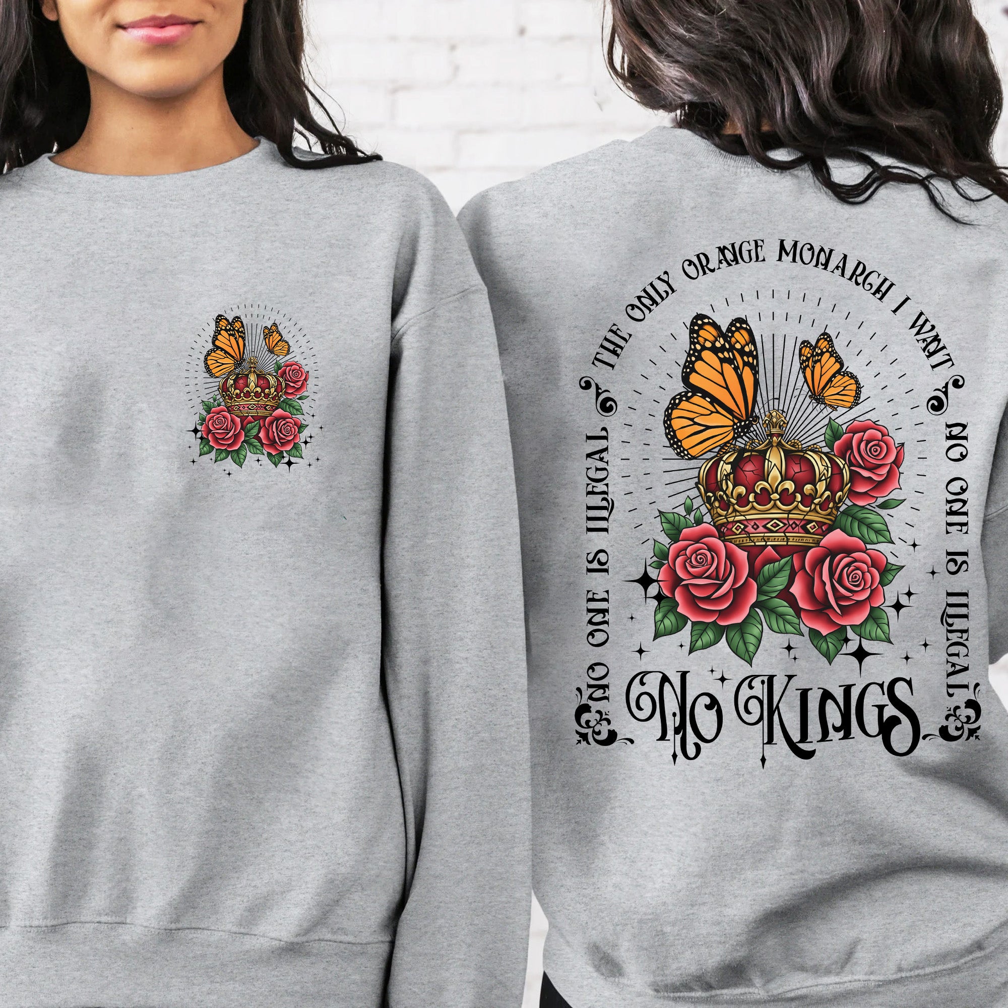 [Two Sides] No Kings - No One Is Illegal On Stolen Land Unisex T-Shirt/T-Shirt V-Neck/Hoodie/Sweatshirt - Two Sides