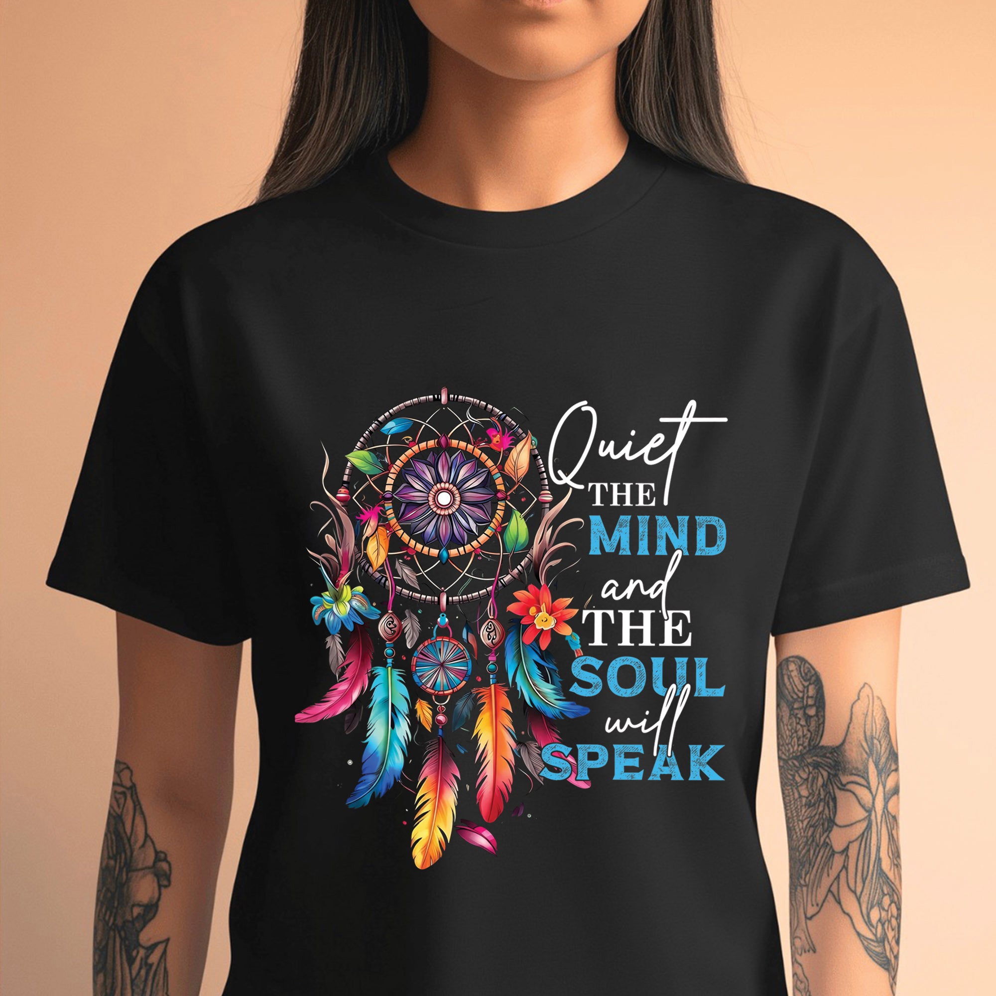 Quiet the Mind, the Soul Will Speak Native Dreamcatcher Unisex T-shirt/T-shirt V-neck/Hoodie/Sweatshirt
