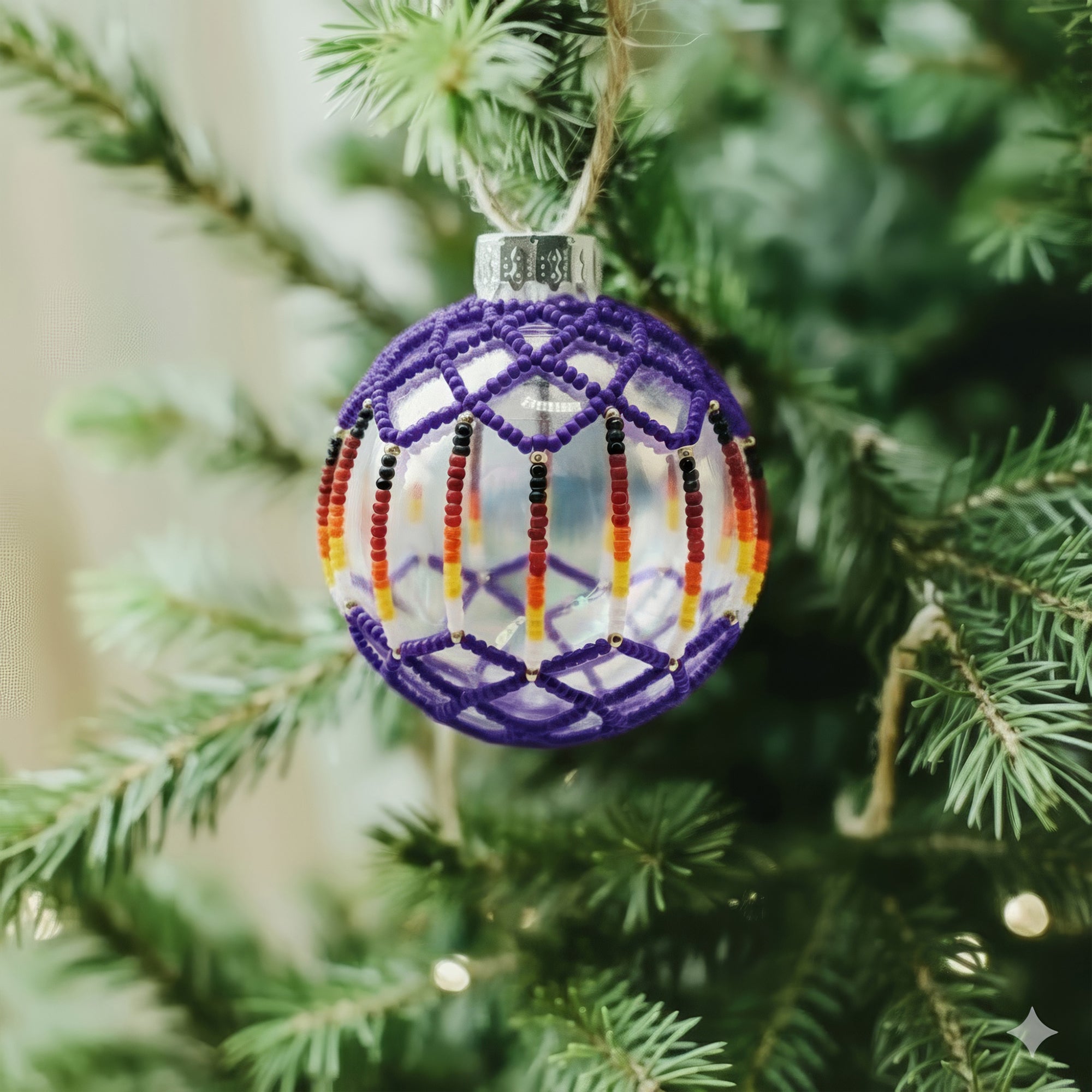 Purple Beaded Handmade Ornament Holiday Decor Gifts