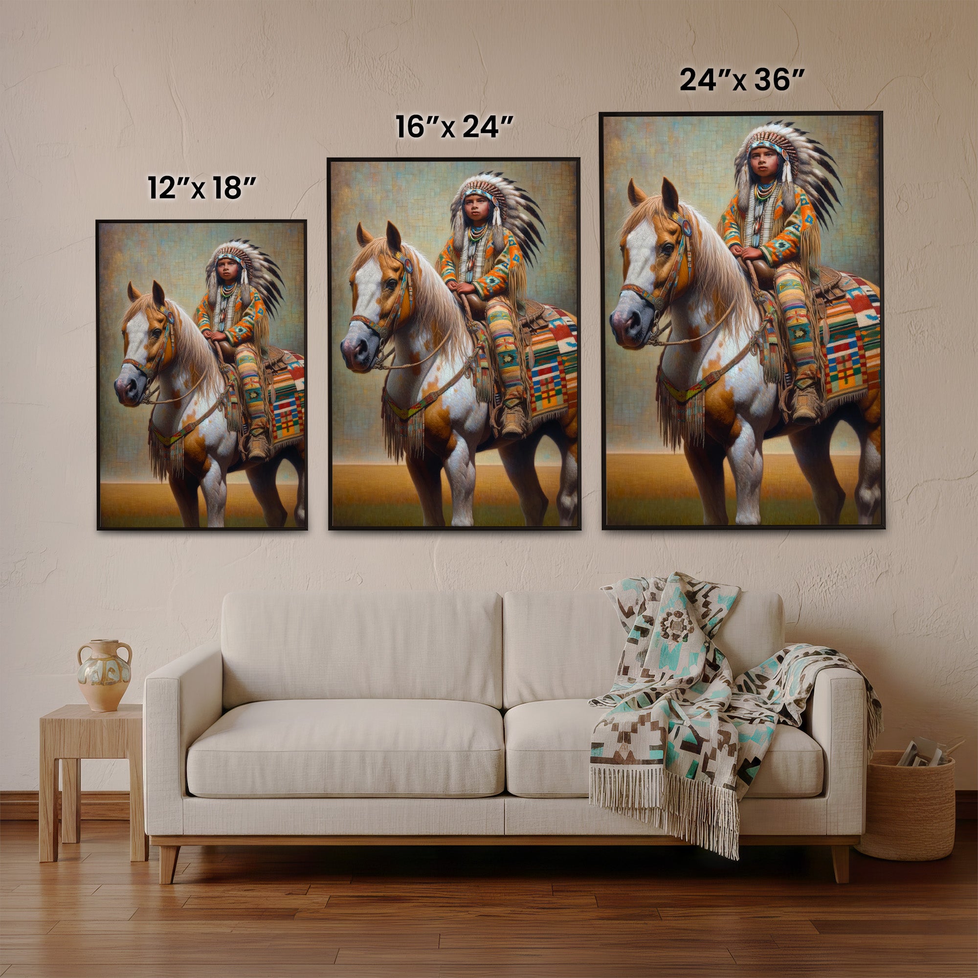 Custom Native American Child And The Horse Photo Canvas Art Gift Home Decor