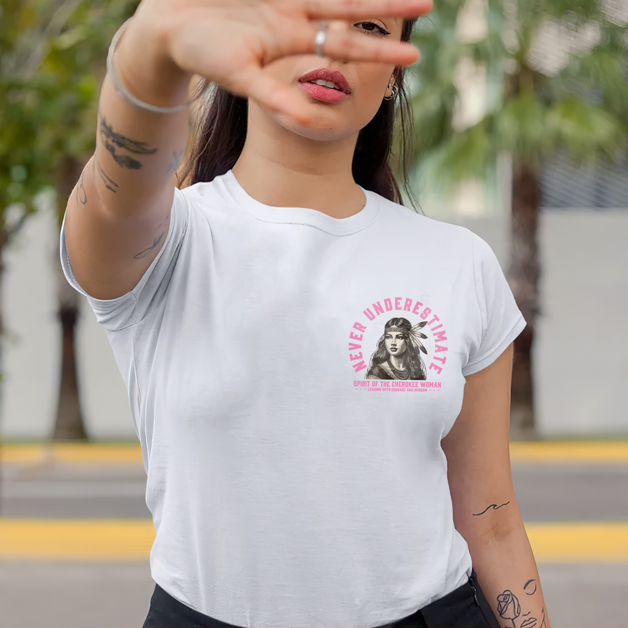 Never Underestimate A Woman With Native Blood Unisex T-Shirt/T-Shirt V-Neck/Hoodie/Sweatshirt Two Sides