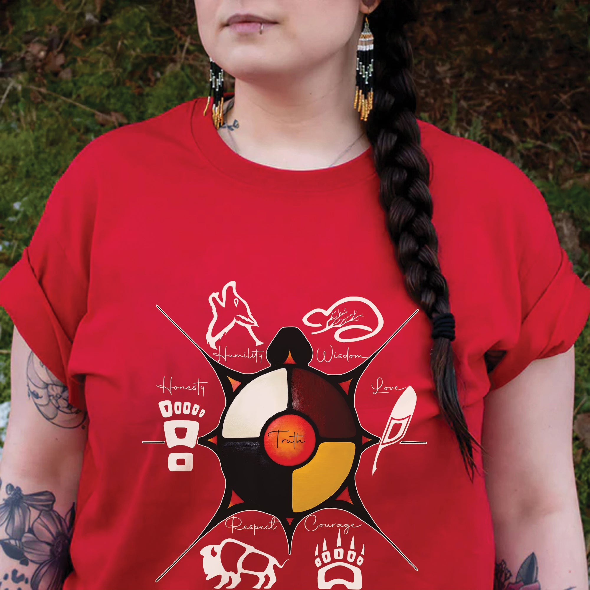 Seven Sacred Teachings – Native Wisdom Indigenous Culture Unisex T-Shirt/T-Shirt V-Neck/Hoodie/Sweatshirt