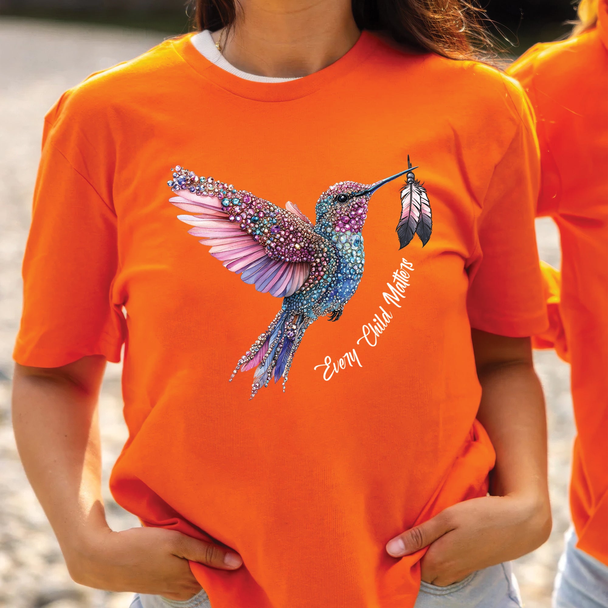 Every Child Matters Hummingbird Feathered Elegance Orange Native American Unisex T-Shirt/Hoodie/Sweatshirt