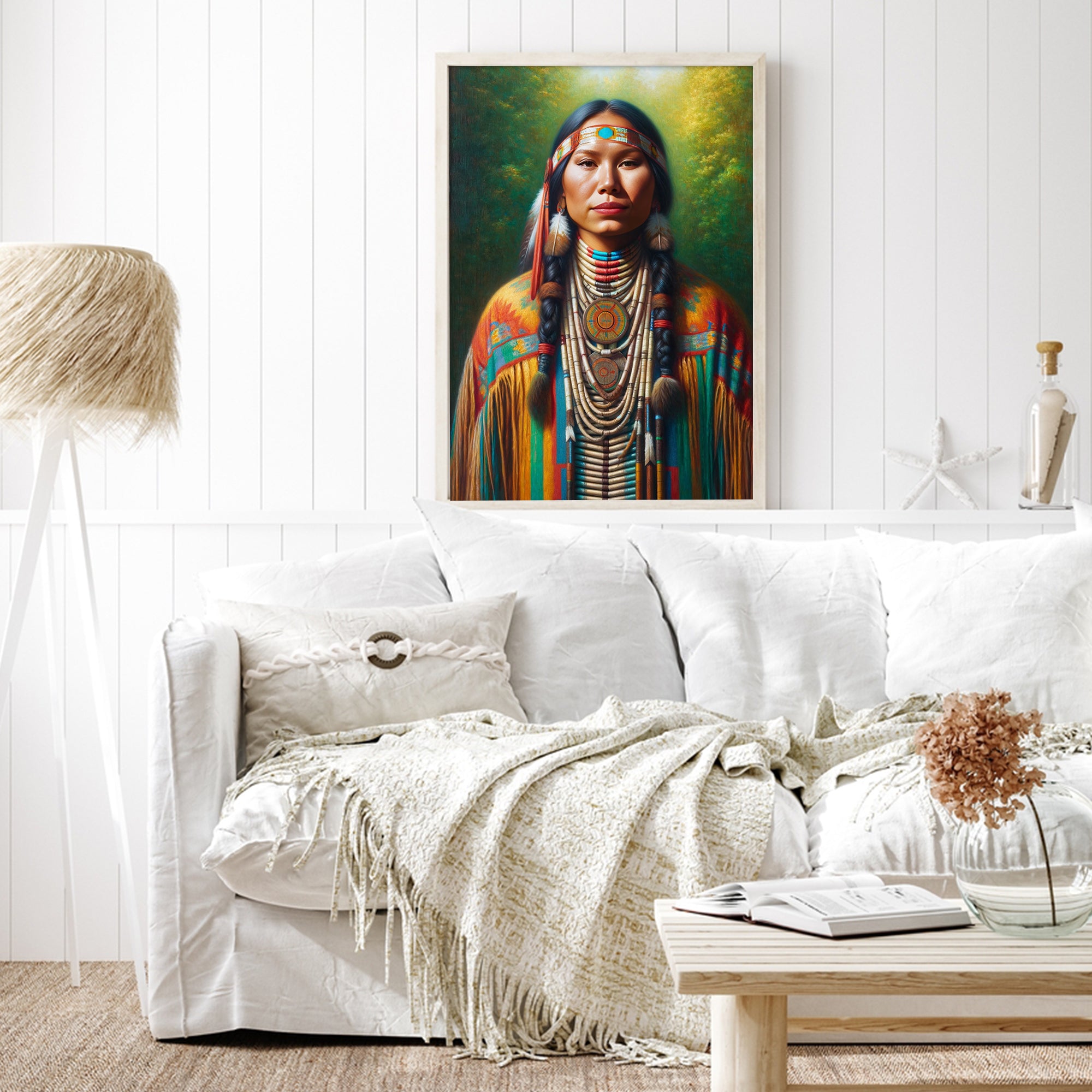 Custom Native American Women Portrait Photo Canvas Art Gift Home Decor