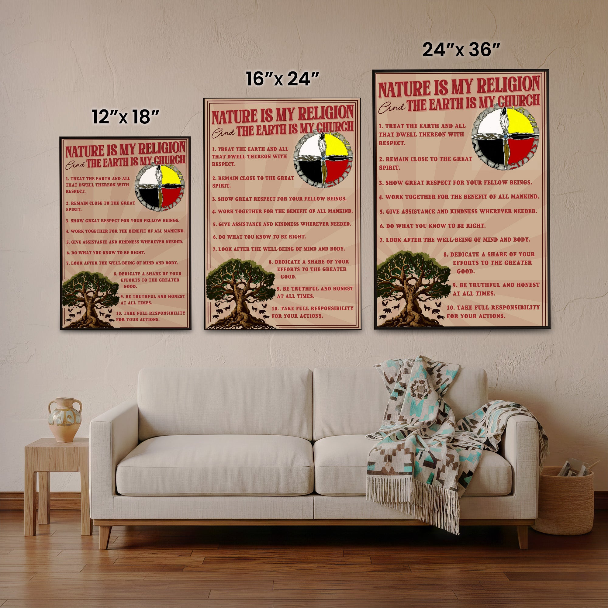 The Ten Native American Commandments Of Chief Poster/Canvas