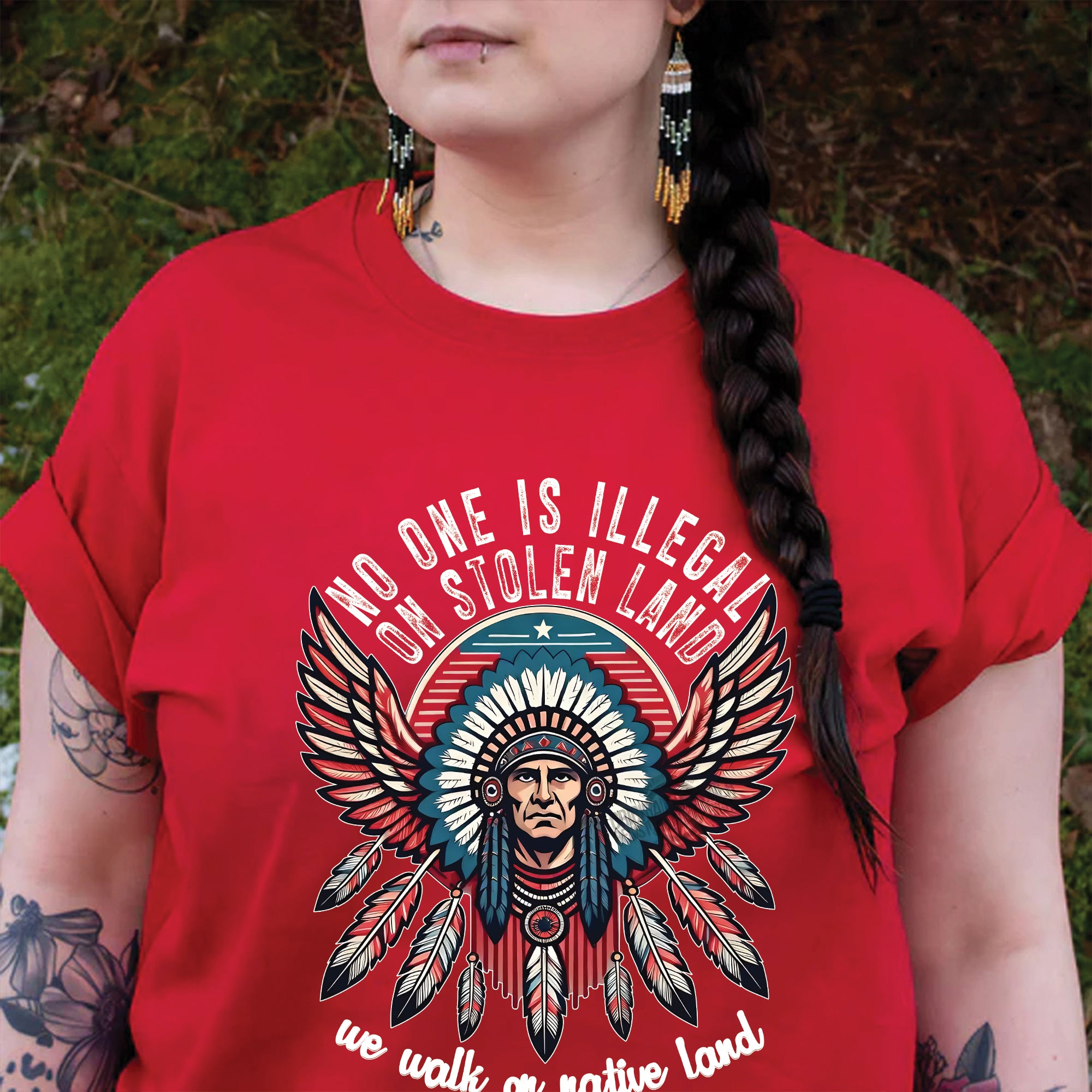 No One Is Illegal On Stolen Land - Unisex T-Shirt/T-Shirt V-Neck/Hoodie/Sweatshirt N51