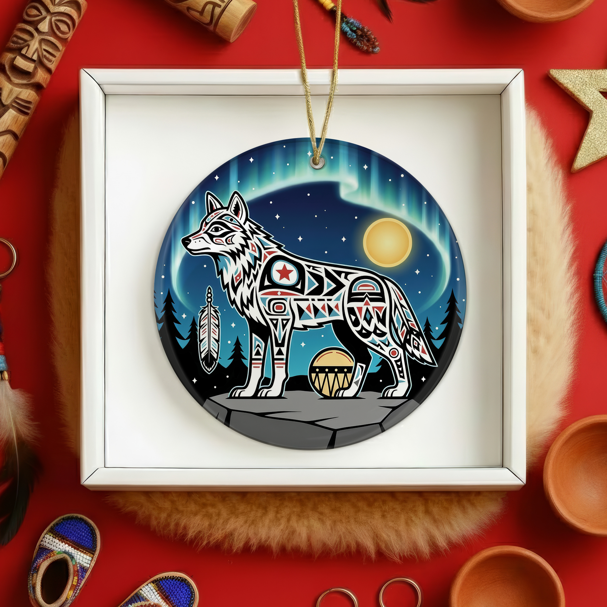 Native Tribal Spirit Animal Ceramic Ornament – Indigenous Art Decor