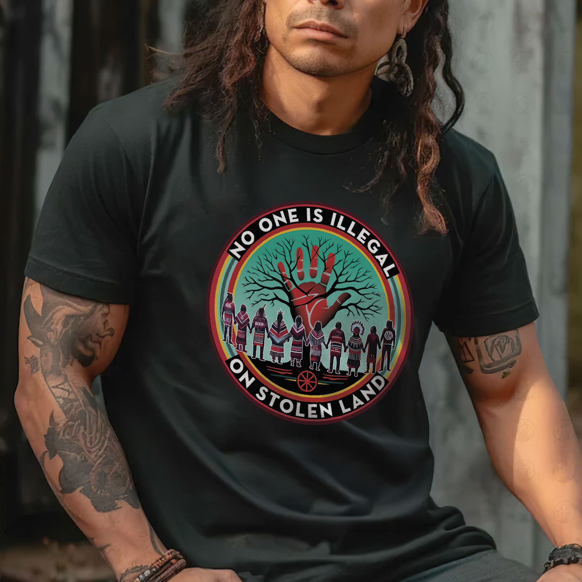 No One Is Illegal On Stolen Land - Unisex T-Shirt/T-Shirt V-Neck/Hoodie/Sweatshirt 166