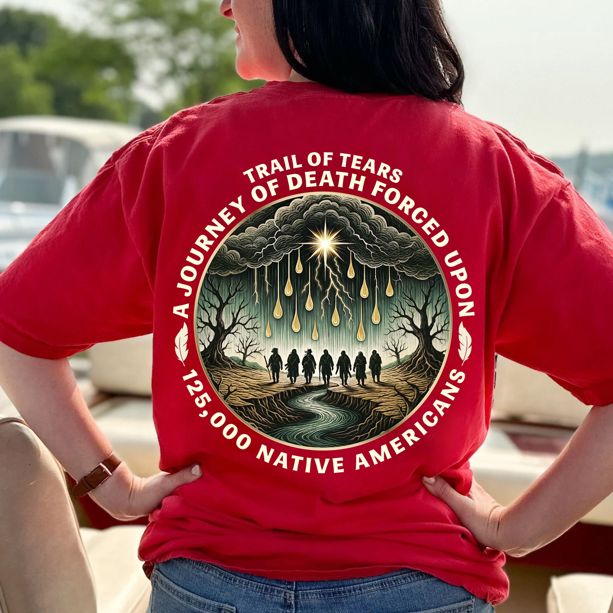 [Two Sides] Trail of Tears - A Journey of Death 125,000 Native American Heritage Unisex T-shirt/T-shirt V-Neck/Hoodie/Sweatshirt
