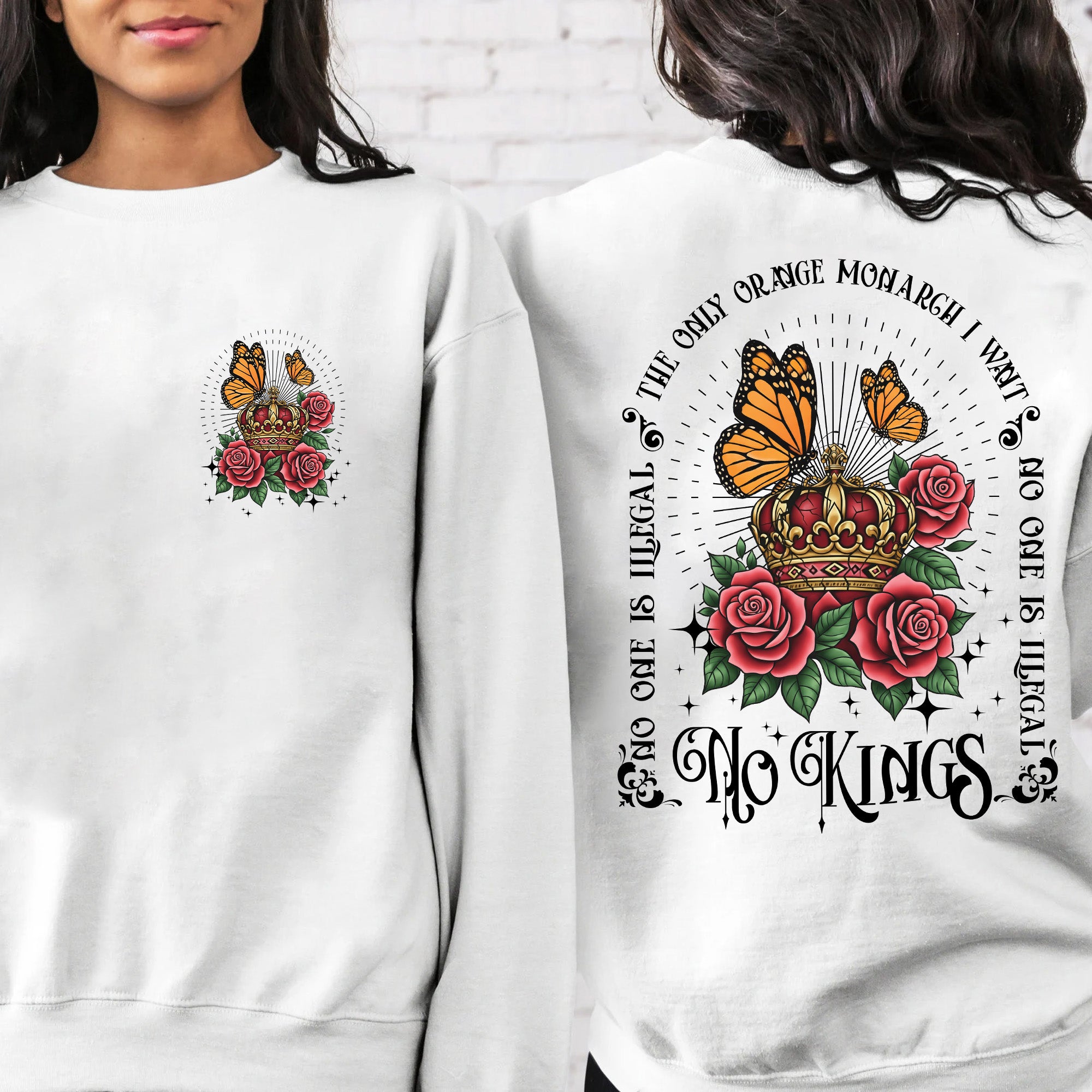 [Two Sides] No Kings - No One Is Illegal On Stolen Land Unisex T-Shirt/T-Shirt V-Neck/Hoodie/Sweatshirt - Two Sides