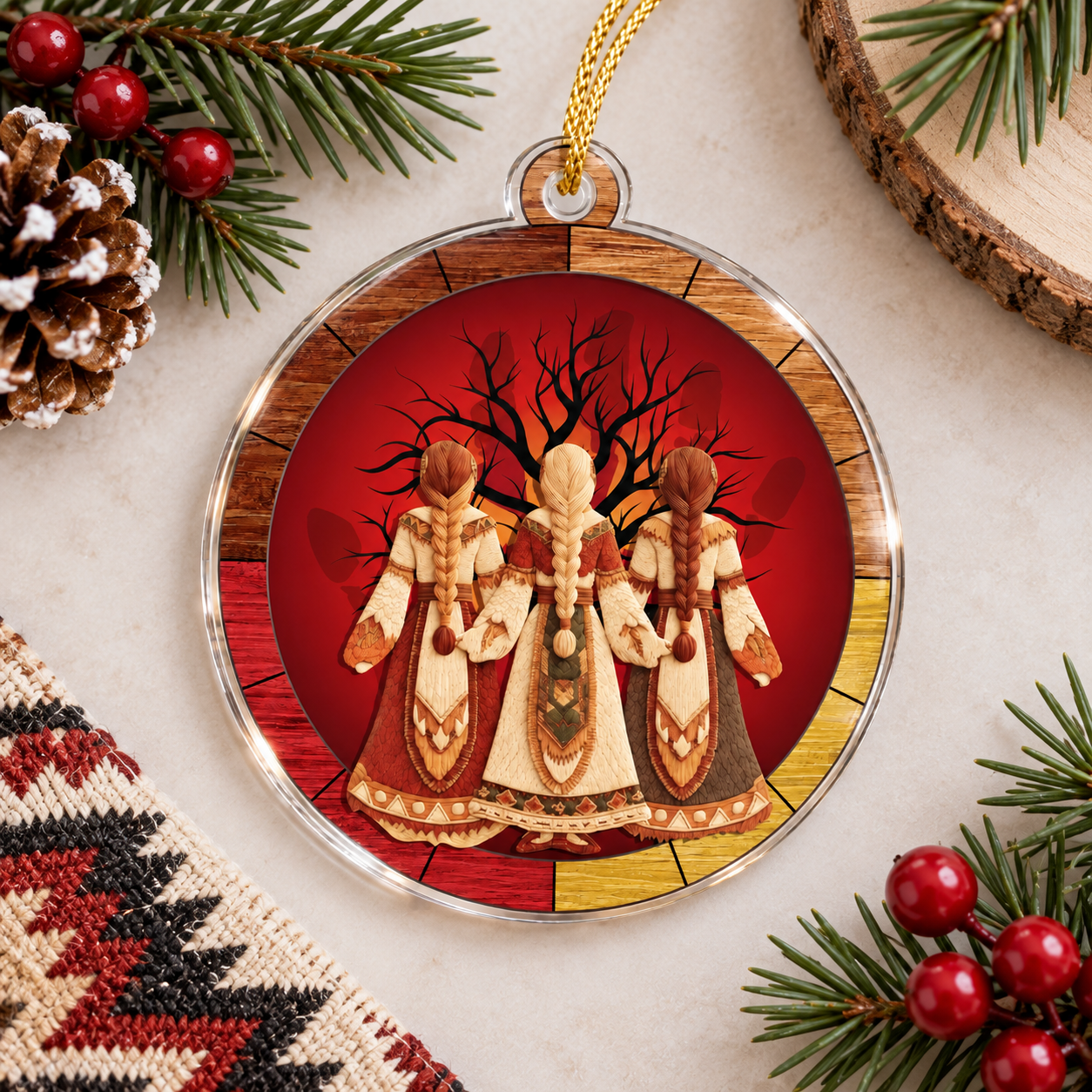 Three Sisters Ornament Native American Sacred Sisterhood Unique Gift Decor Flat Acrylic