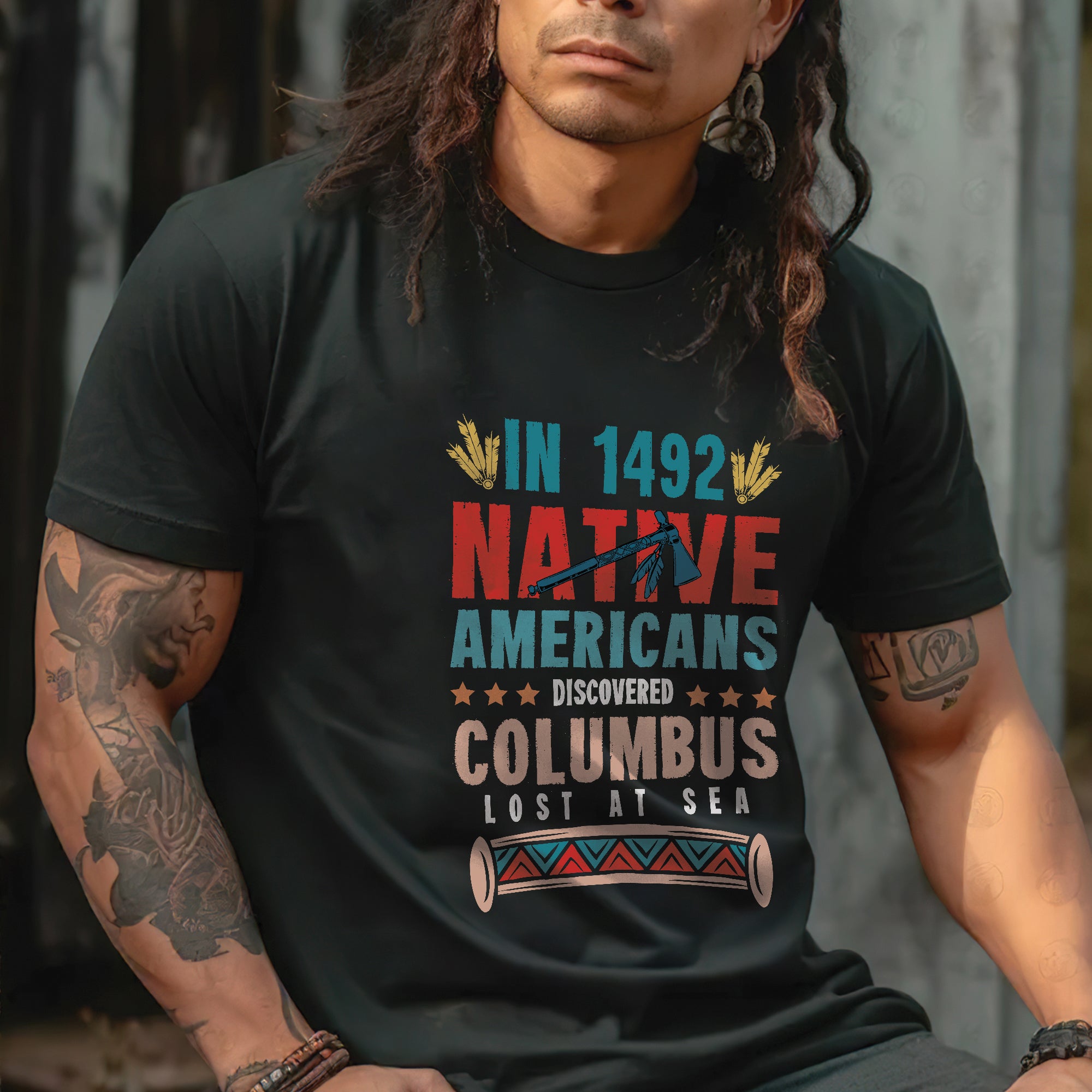 1492 Native Americans Discovered Columbus Unisex T-Shirt/T-Shirt V-Neck/Hoodie/Sweatshirt