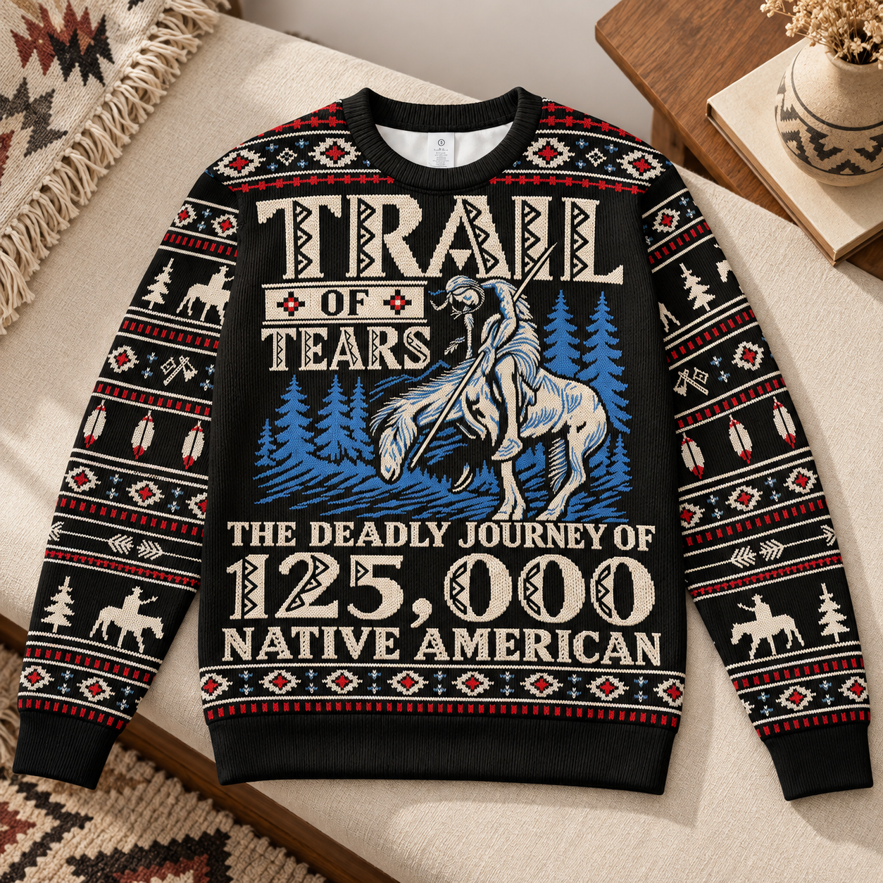 Trail Of Tear THE DEADLY JOURNEY OF 125,000 - Native American Ugly Sweatshirt