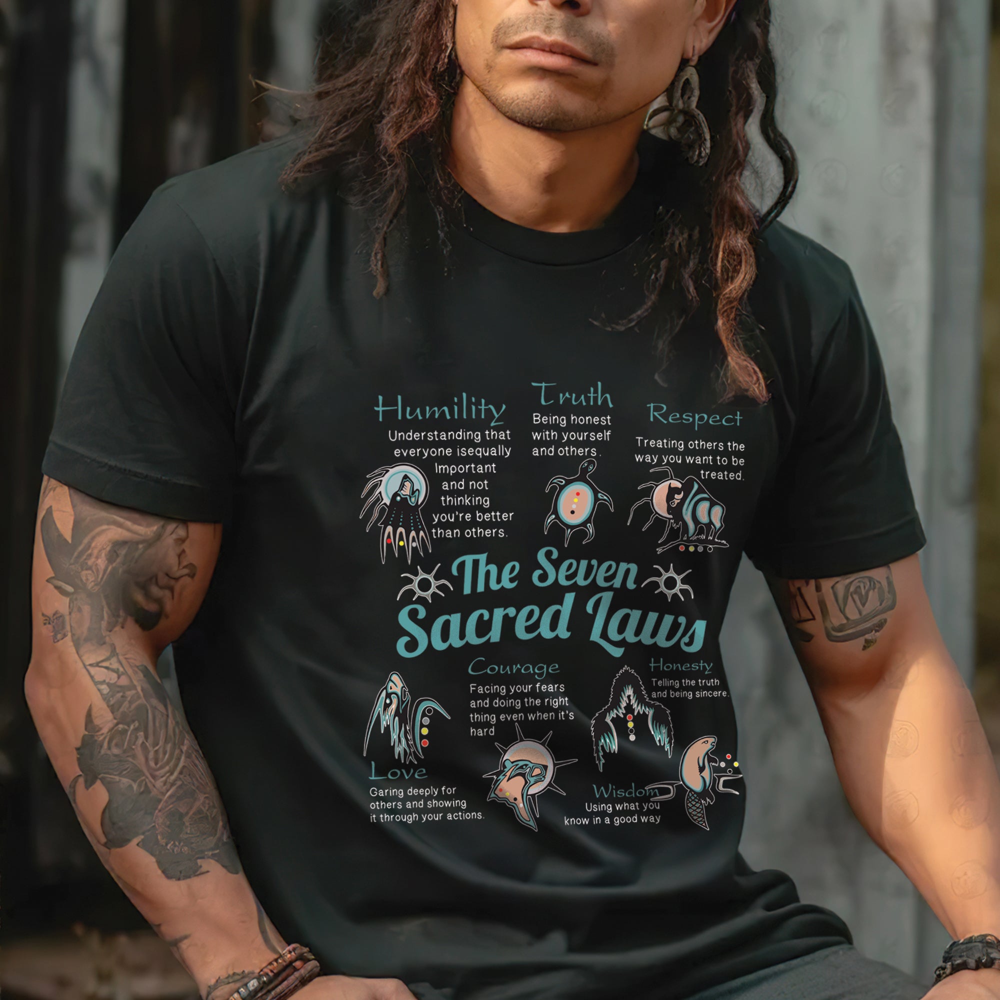 The Seven Sacred Laws Native American Indigenous Culture Unisex T-Shirt/T-Shirt V-Neck/Hoodie/Sweatshirt 189