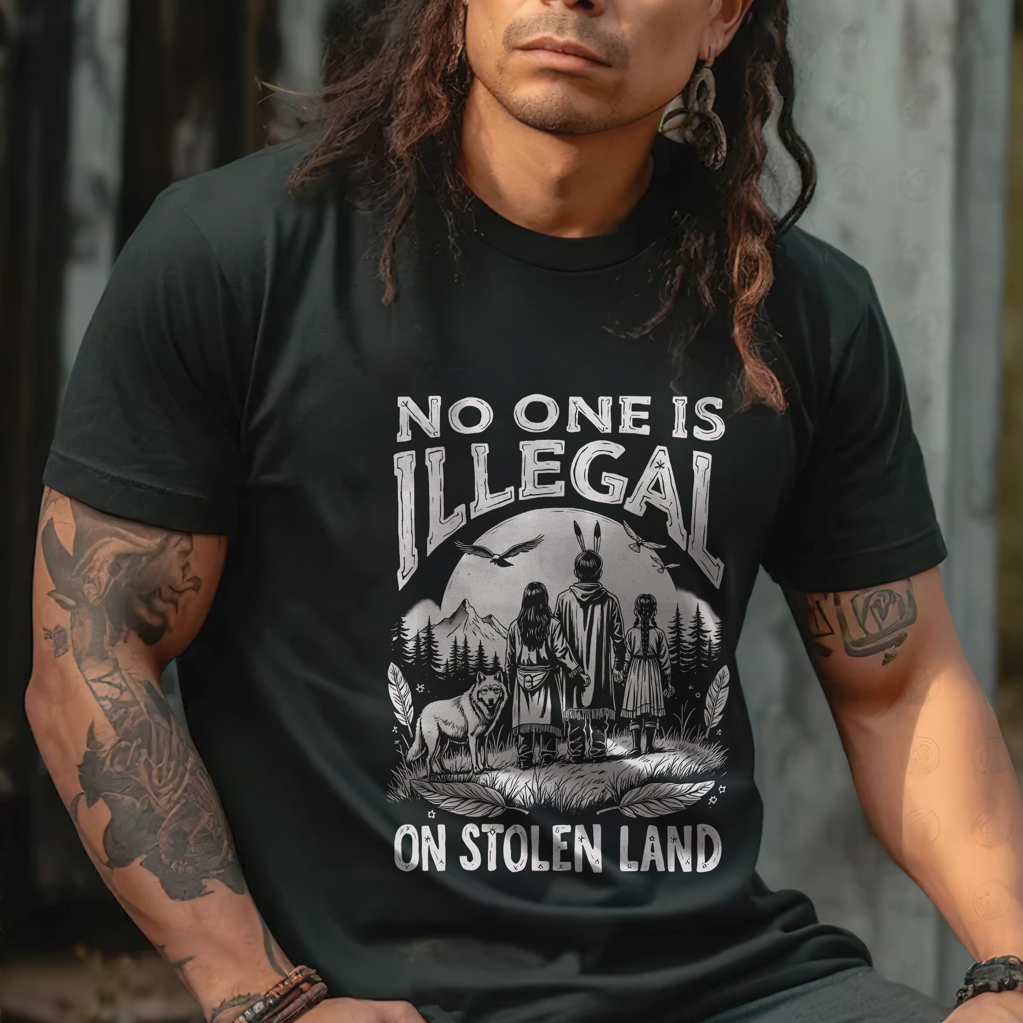 No One Is Illegal On Stolen Land - Unisex T-Shirt/T-Shirt V-Neck/Hoodie/Sweatshirt N56 Style 1