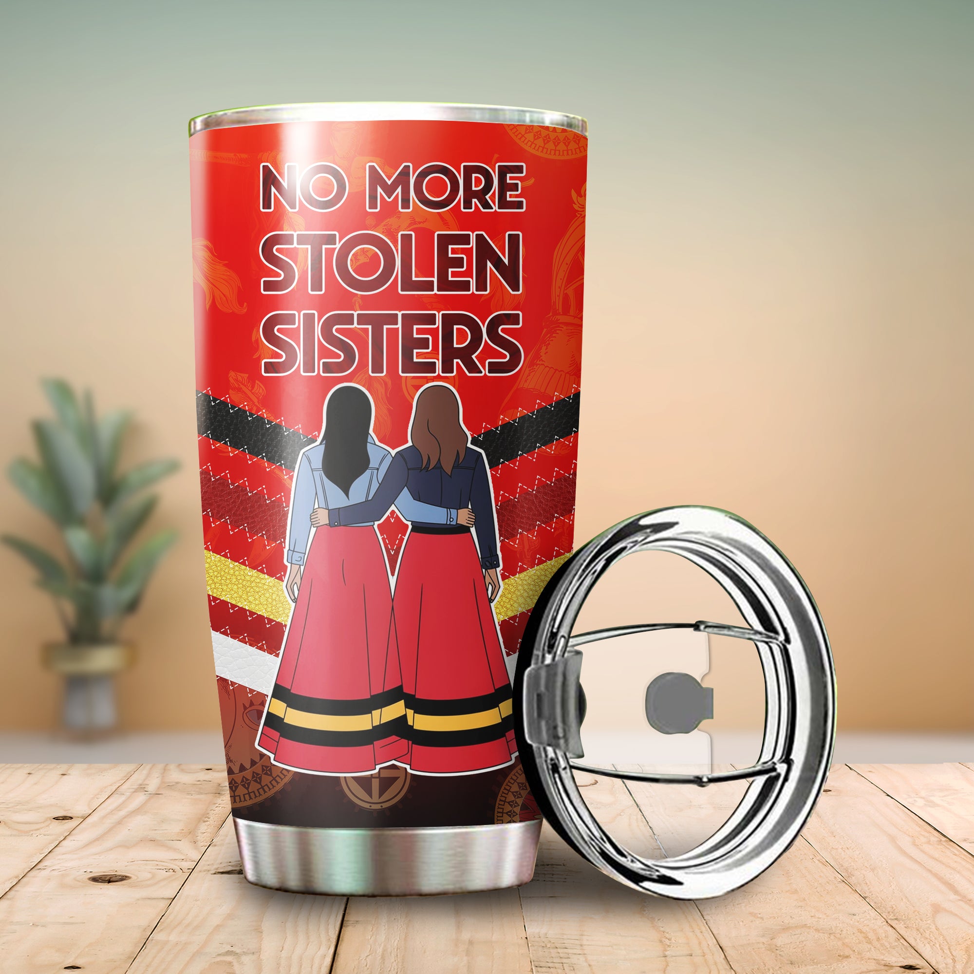 No More Stolen Sister Red Dresses Native American Tumbler Stainless Steel Drinking Cup