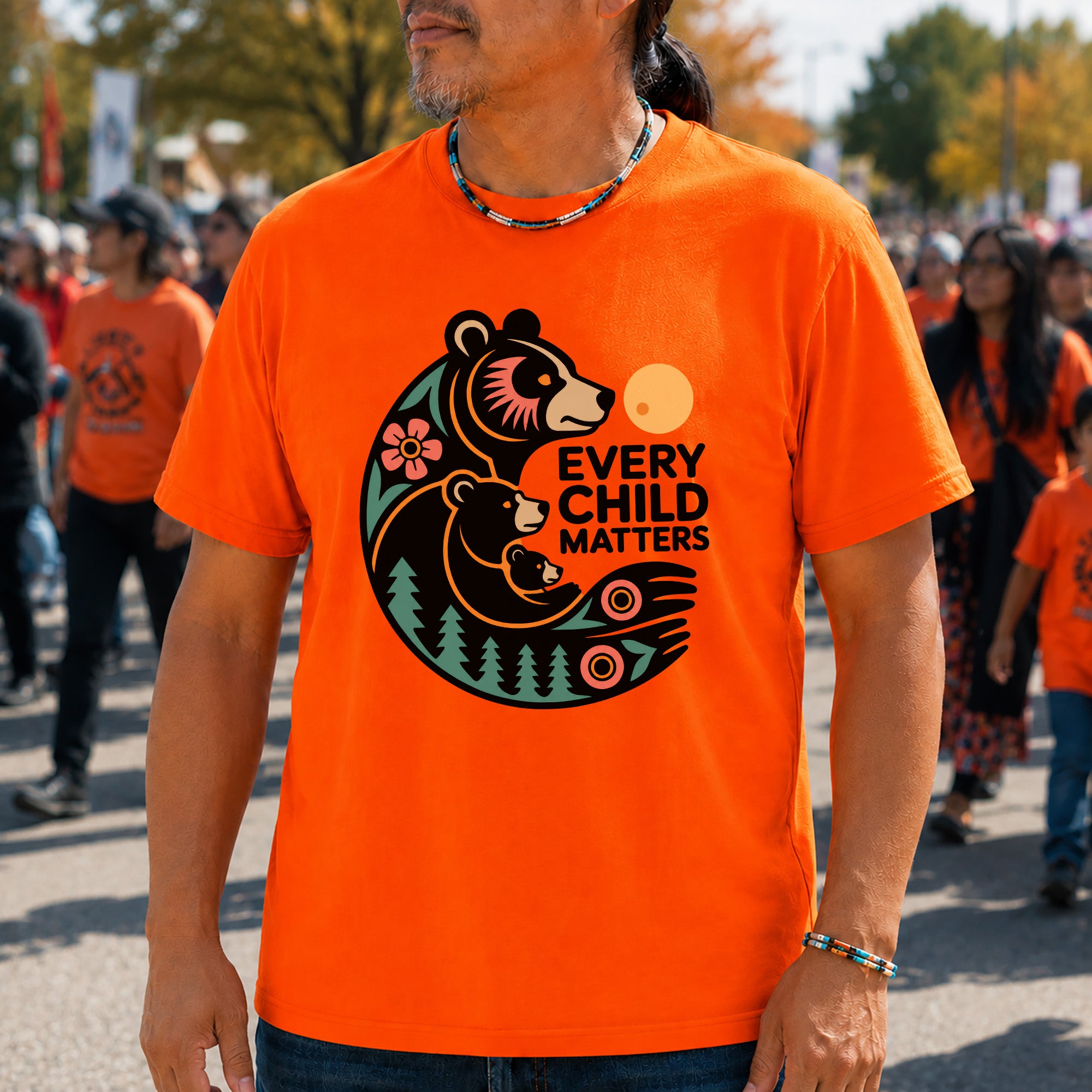 Sacred Bear Family Every Child Matters Orange Shirt Day Unisex T-shirt/Hoodie/Sweatshirt