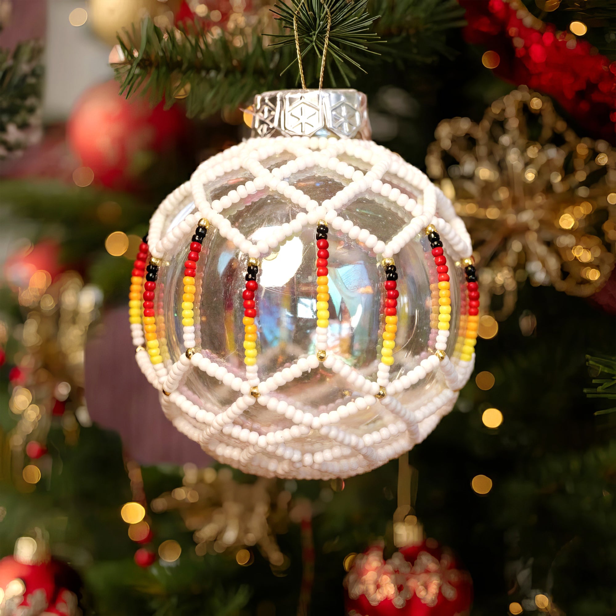 Snow White Beaded Ornament Handcrafted Holiday Decor Gift