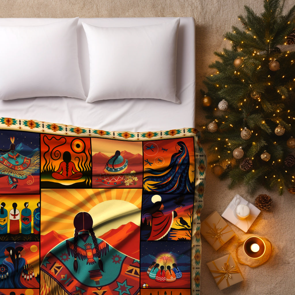 Essence of Indigenous Women Blanket Soft And Warm Fleece Blanket