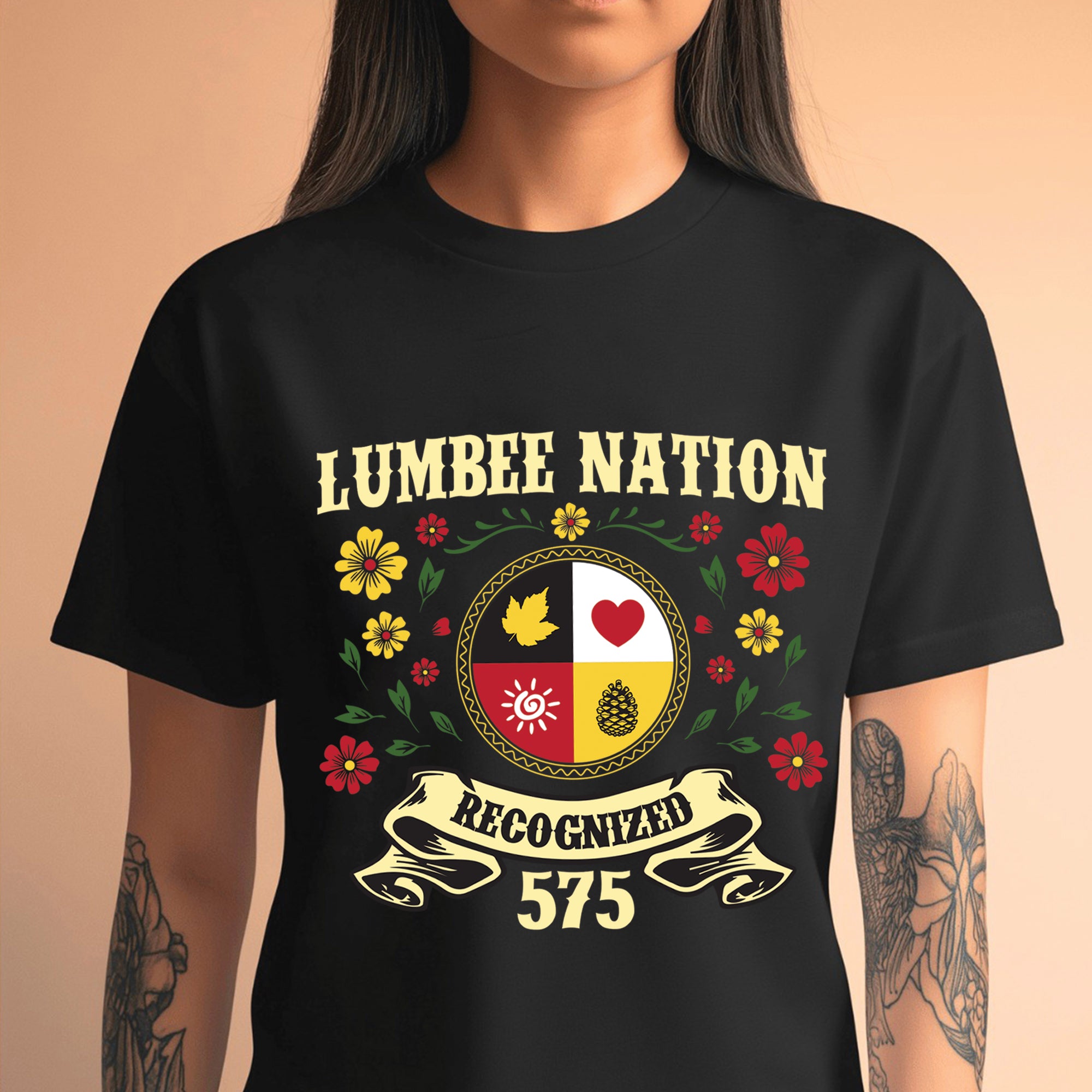 Lumbee Nation Recognized Native American 575 Floral Design Unisex T-shirt/T-shirt V-neck/Hoodie/Sweatshirt