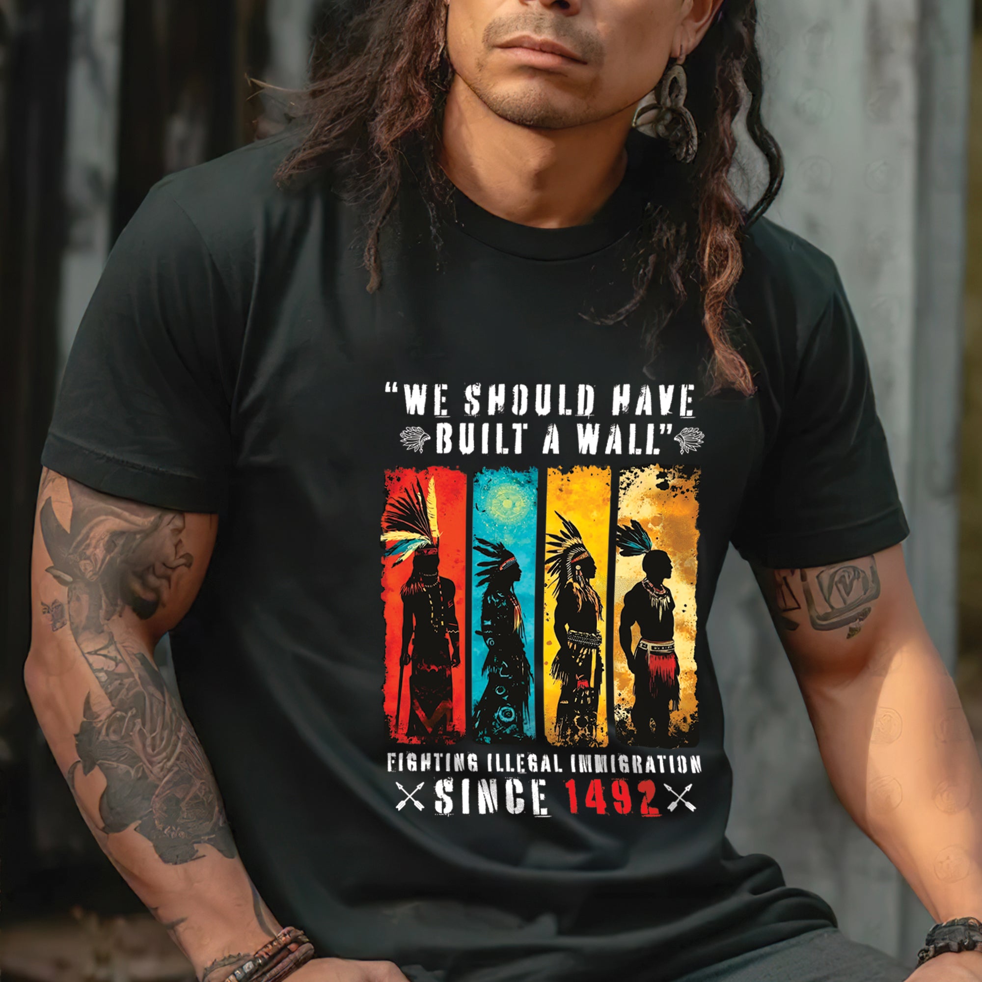 FIGHTING ILLEGAL IMMIGRATION SINCE 1492 Unisex T-Shirt/T-Shirt V-Neck/Hoodie/Sweatshirt