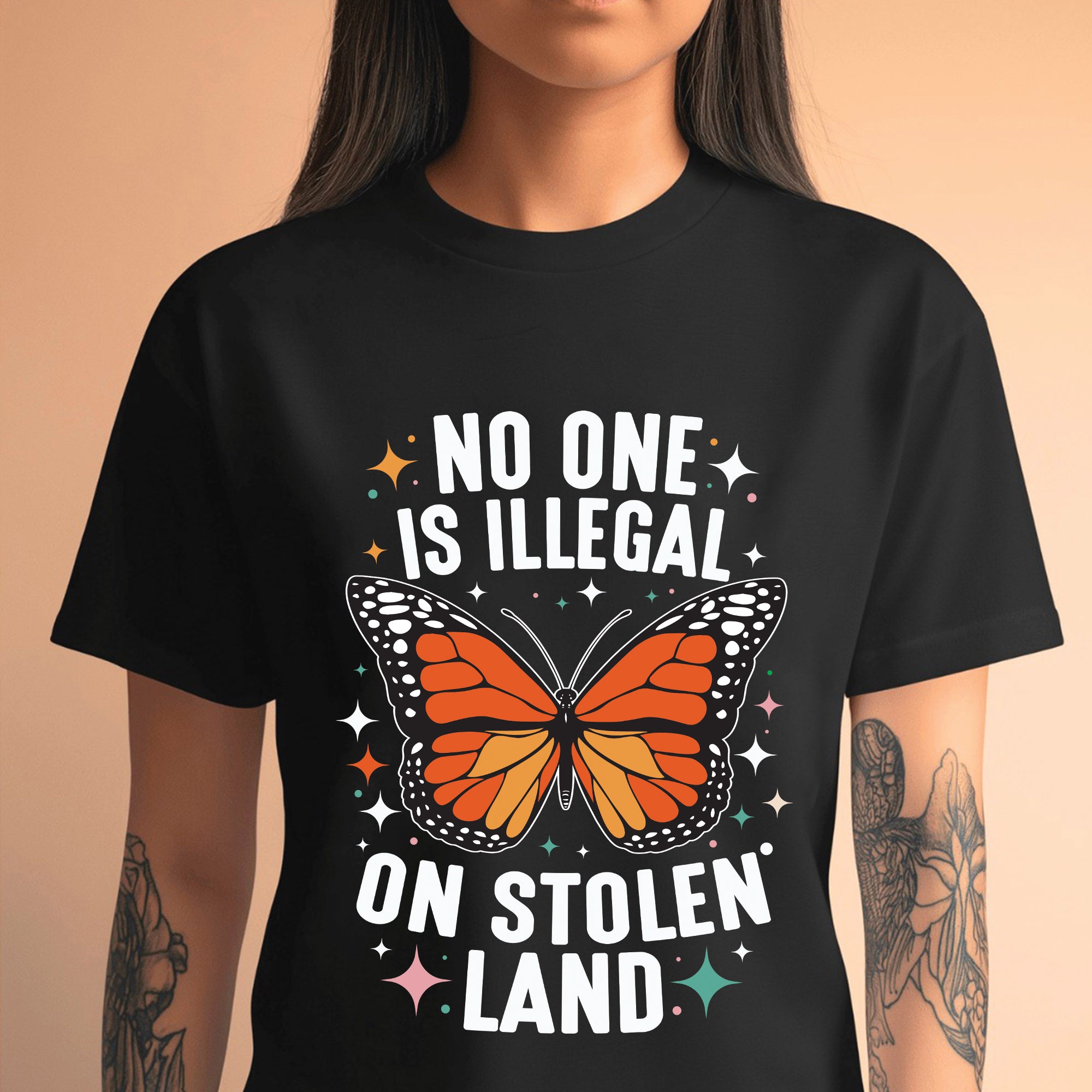 No One Is Illegal On Stolen Land Indigenous Rights Butterfly Unisex T-shirt/V-neck T-shirt/Hoodie/Sweatshirt