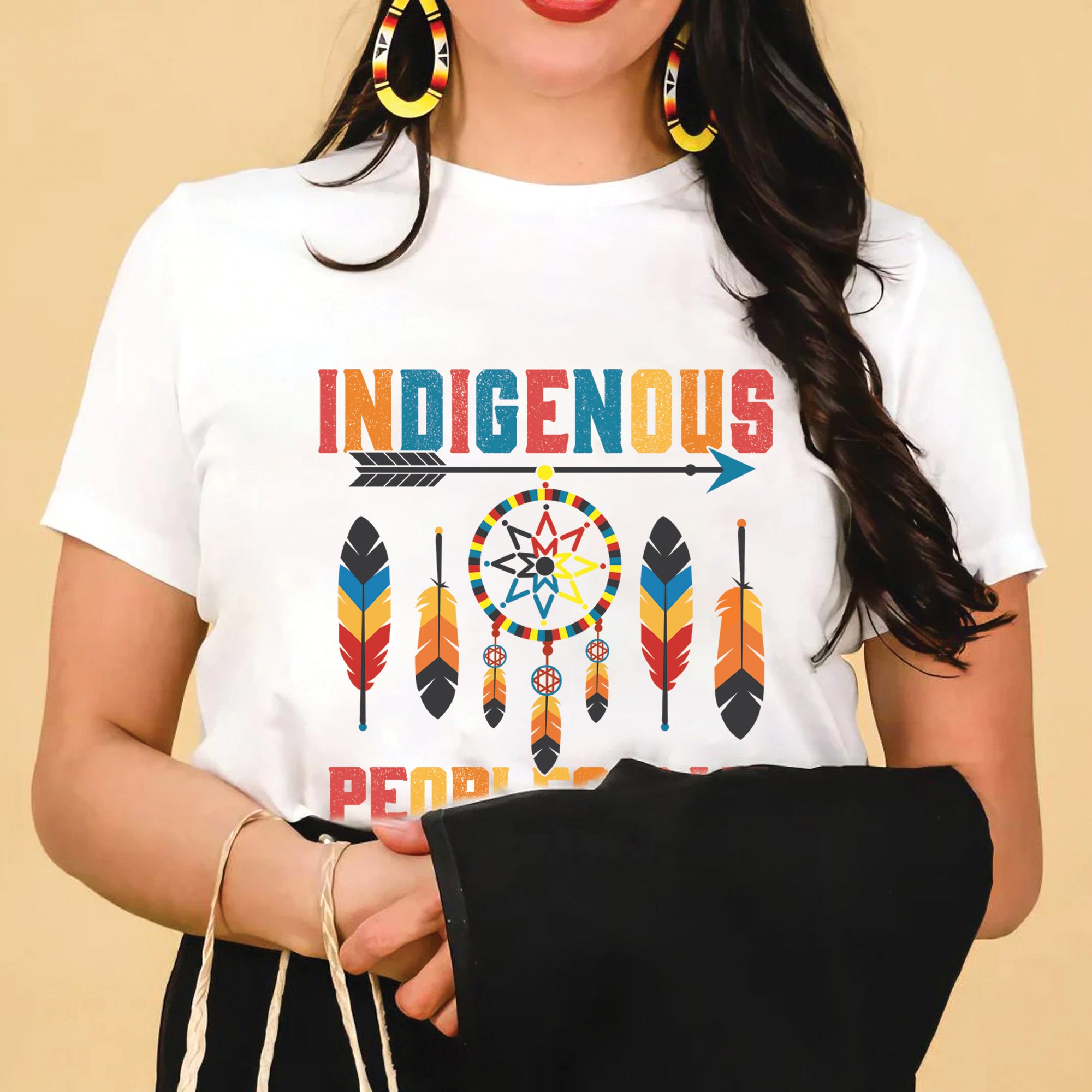 Indigenous Peoples Day Dreamcatcher, Arrow and Multicolor Tribal Feathers Unisex T-Shirt/T-Shirt V-Neck/Hoodie/Sweatshirt