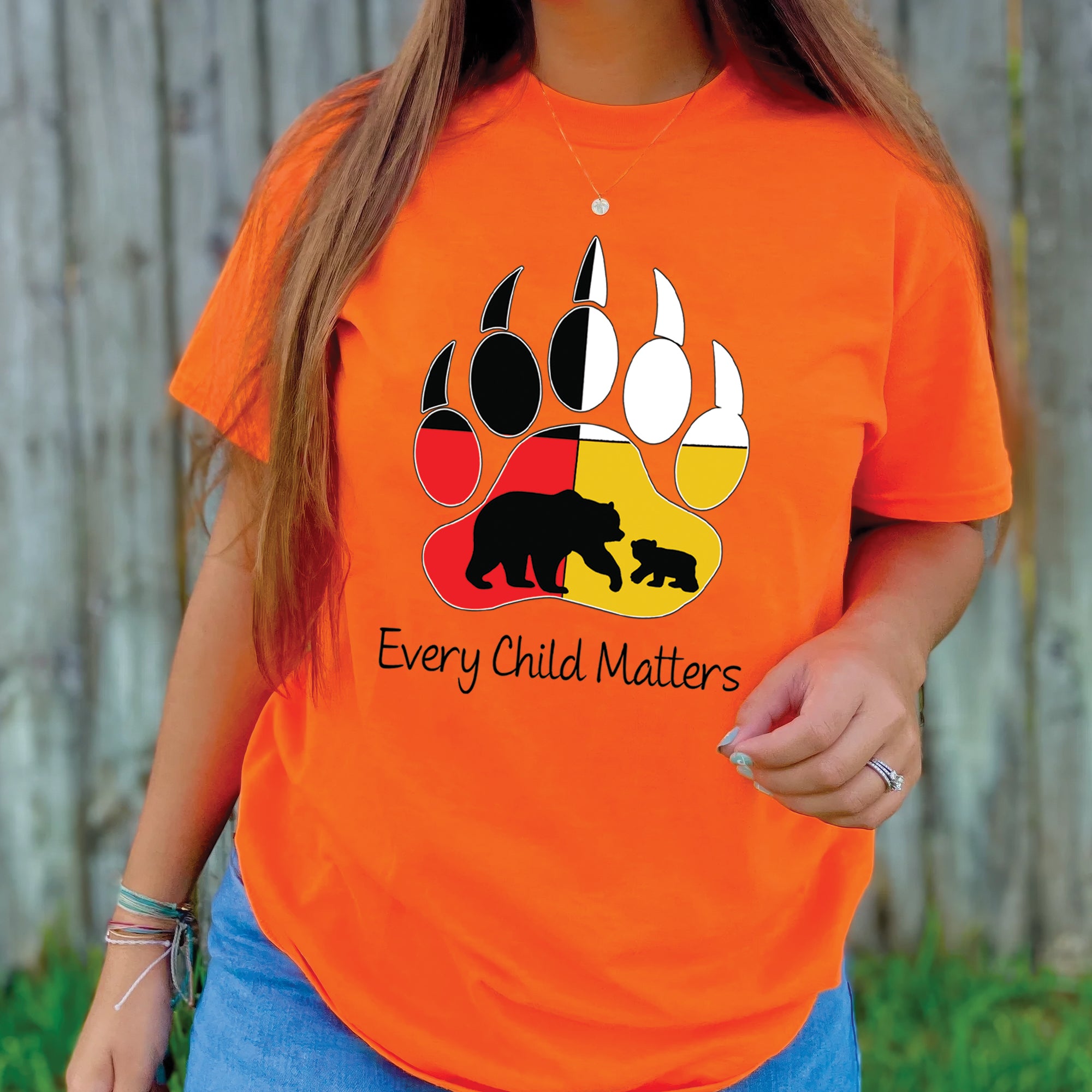 Every Child Matters Guardian Spirit Bear Paw Orange Shirt Day Native American Unisex T-Shirt/Hoodie/Sweatshirt