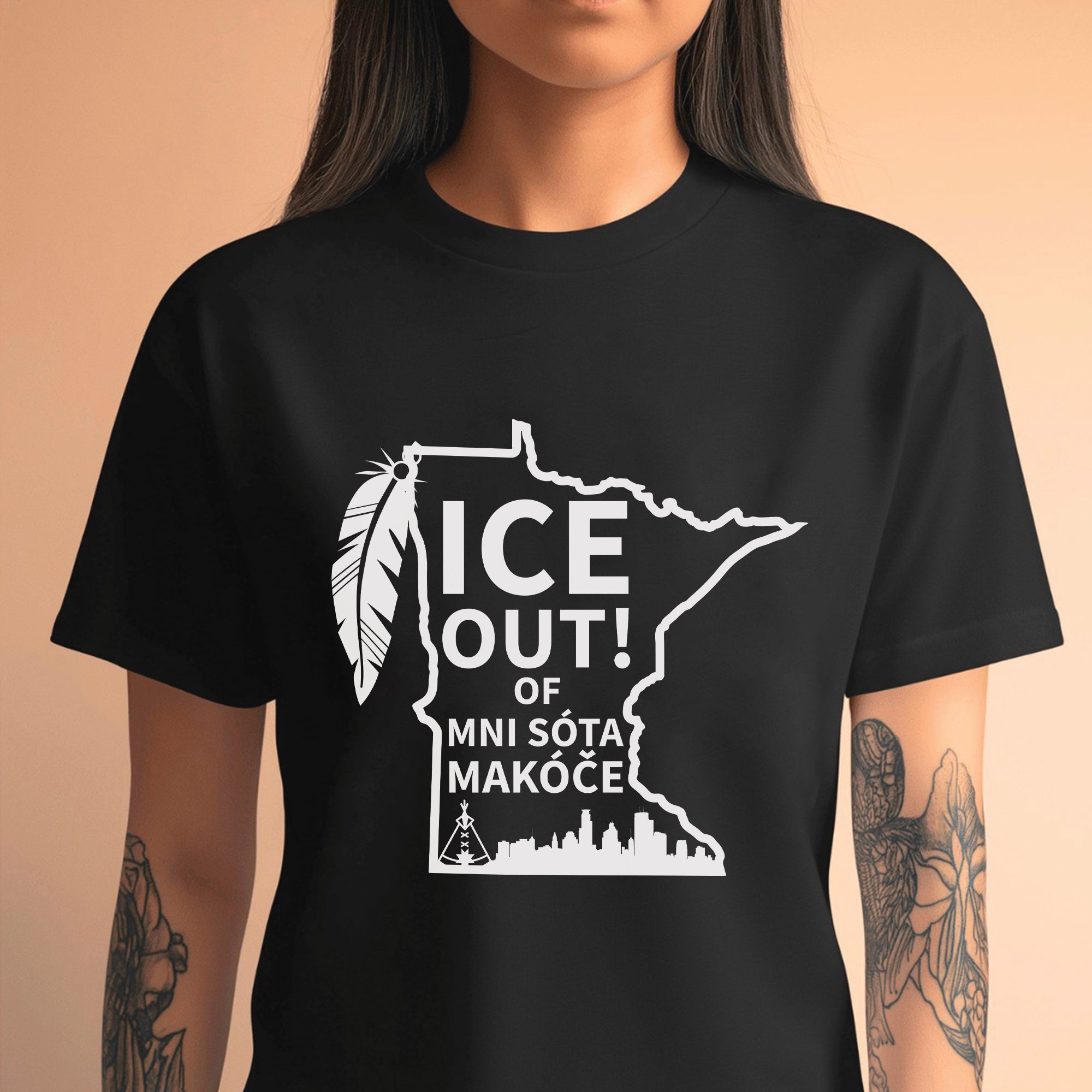 ICE Out of Minnesota Makóče Native Pride - No One Is Illegal On Stolen Land Unisex T-shirt/T-shirt V-Neck/Hoodie/Sweatshirt
